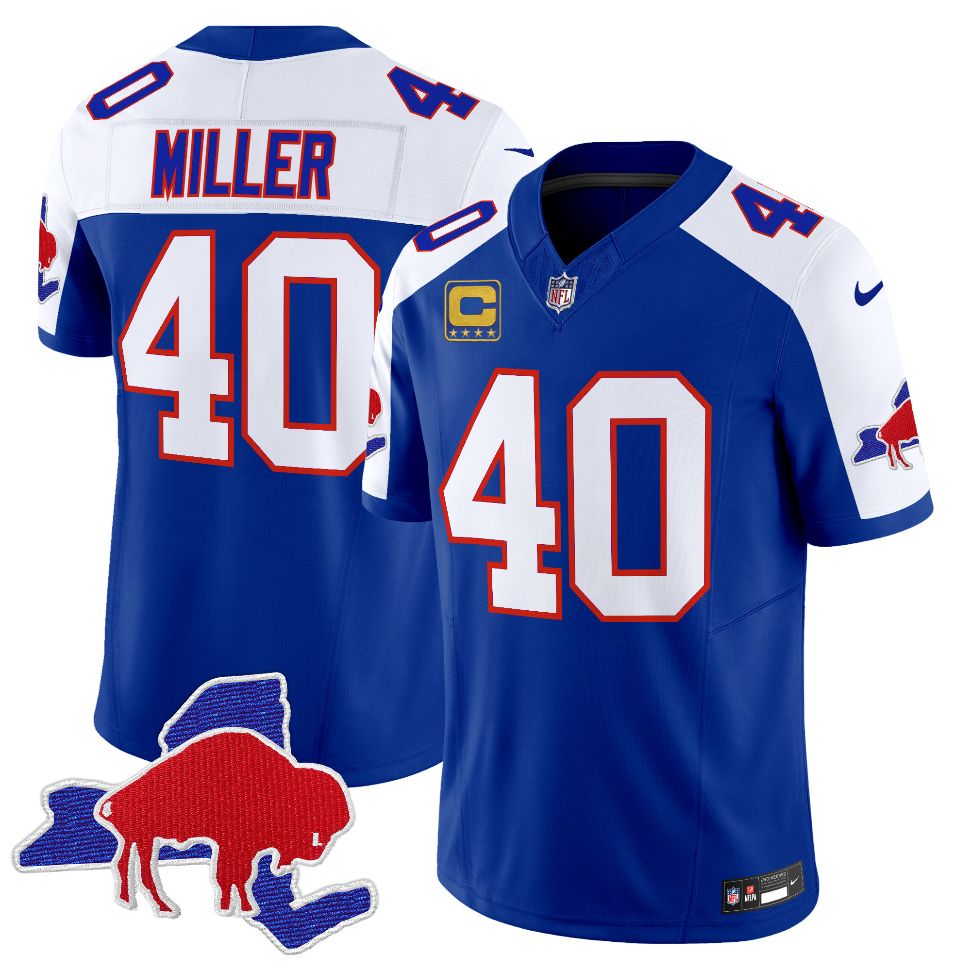 Men's Von Miller Buffalo Bills Throwback 2024 Vapor Limited Royal Alternate Jersey - All Stitched