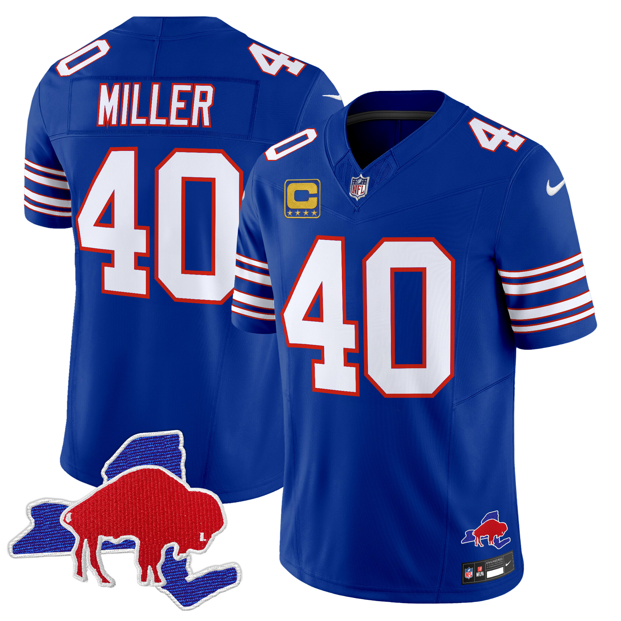 Men's Von Miller Buffalo Bills Throwback 2024 Vapor Limited Royal Jersey - All Stitched