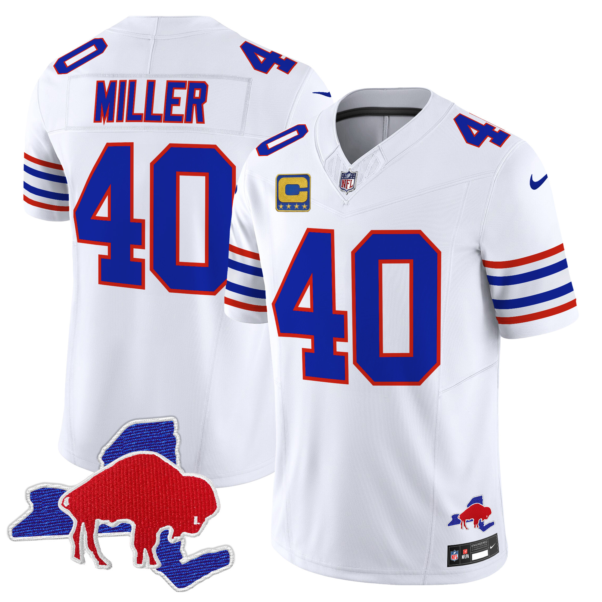 Men's Von Miller Buffalo Bills Throwback 2024 Vapor Limited White Jersey - All Stitched