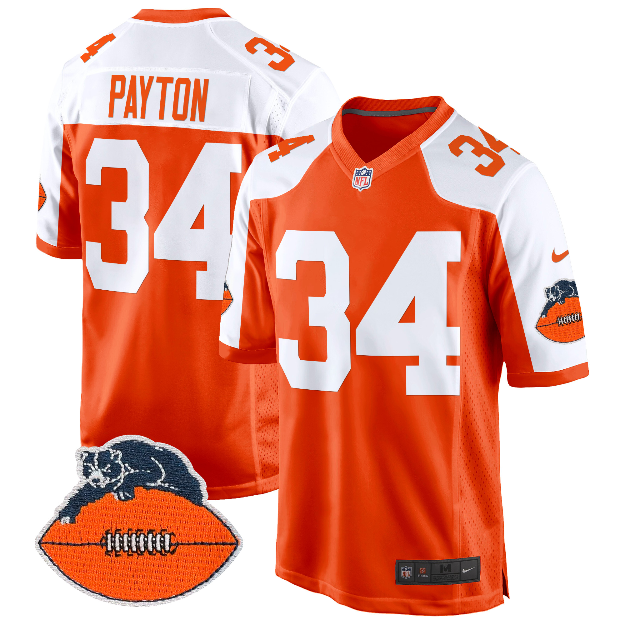 Men's Walter Payton Chicago Bears Throwback Game Orange Alternate Jersey - All Stitched