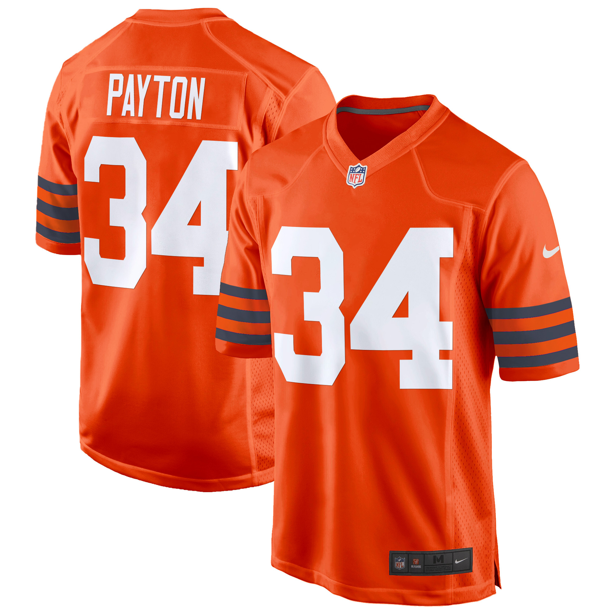 Men's Walter Payton Chicago Bears Throwback Game Orange Jersey - All Stitched