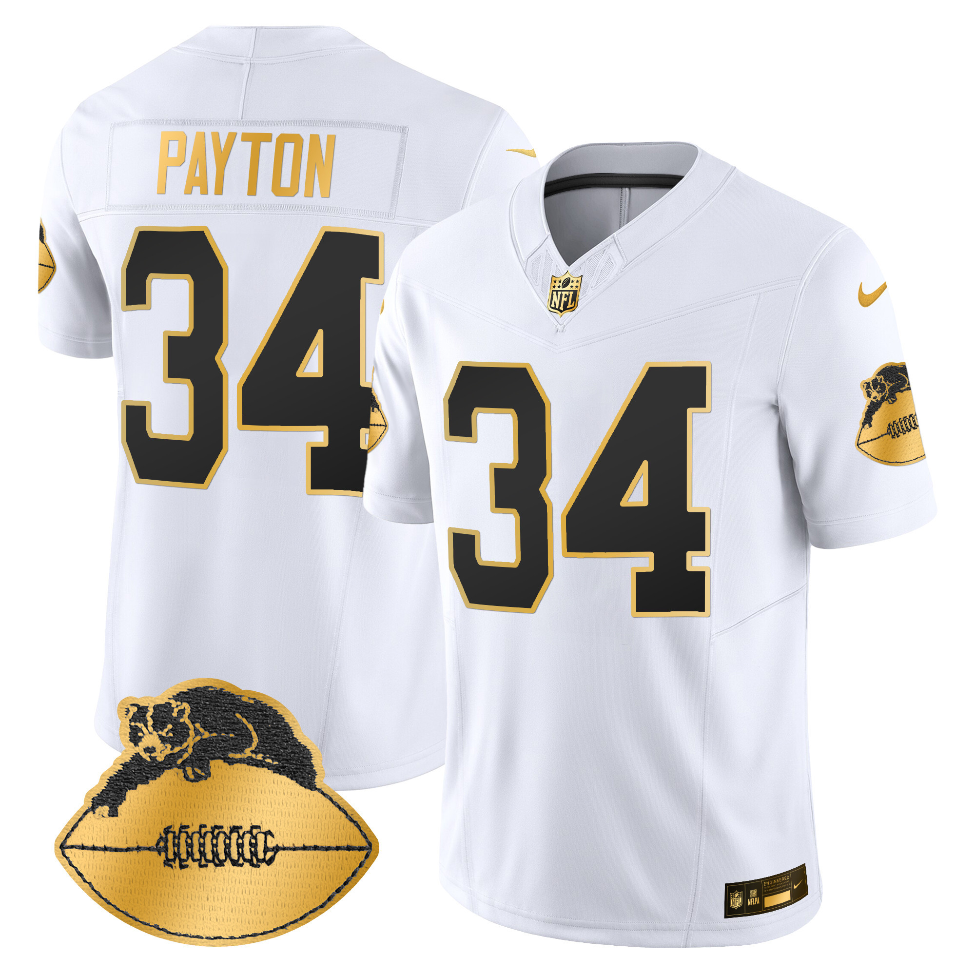Men's Walter Payton Chicago Bears Throwback Gold Vapor Limited White Gold Jersey - All Stitched