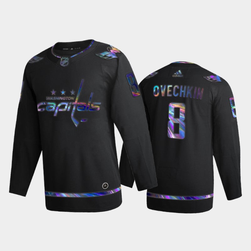 Men's Washington Capitals Alexander Ovechkin #8 Iridescent Holographic Black Jersey