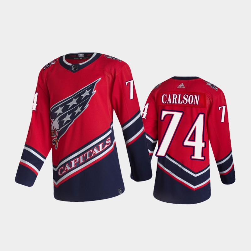 Men's Washington Capitals John Carlson #74 Reverse Retro 2021 Red Jersey