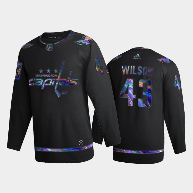 Men's Washington Capitals Tom Wilson #43 Iridescent Holographic Black Jersey