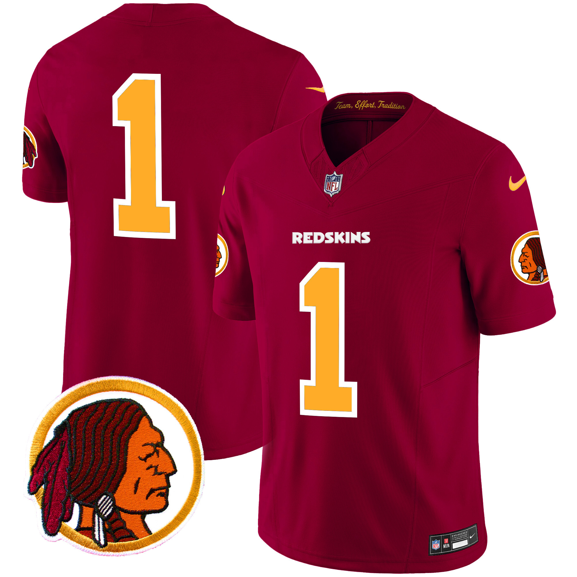 Men's #1 Team Washington Commanders Throwback Vapor Limited Burgundy Jersey - All Stitched