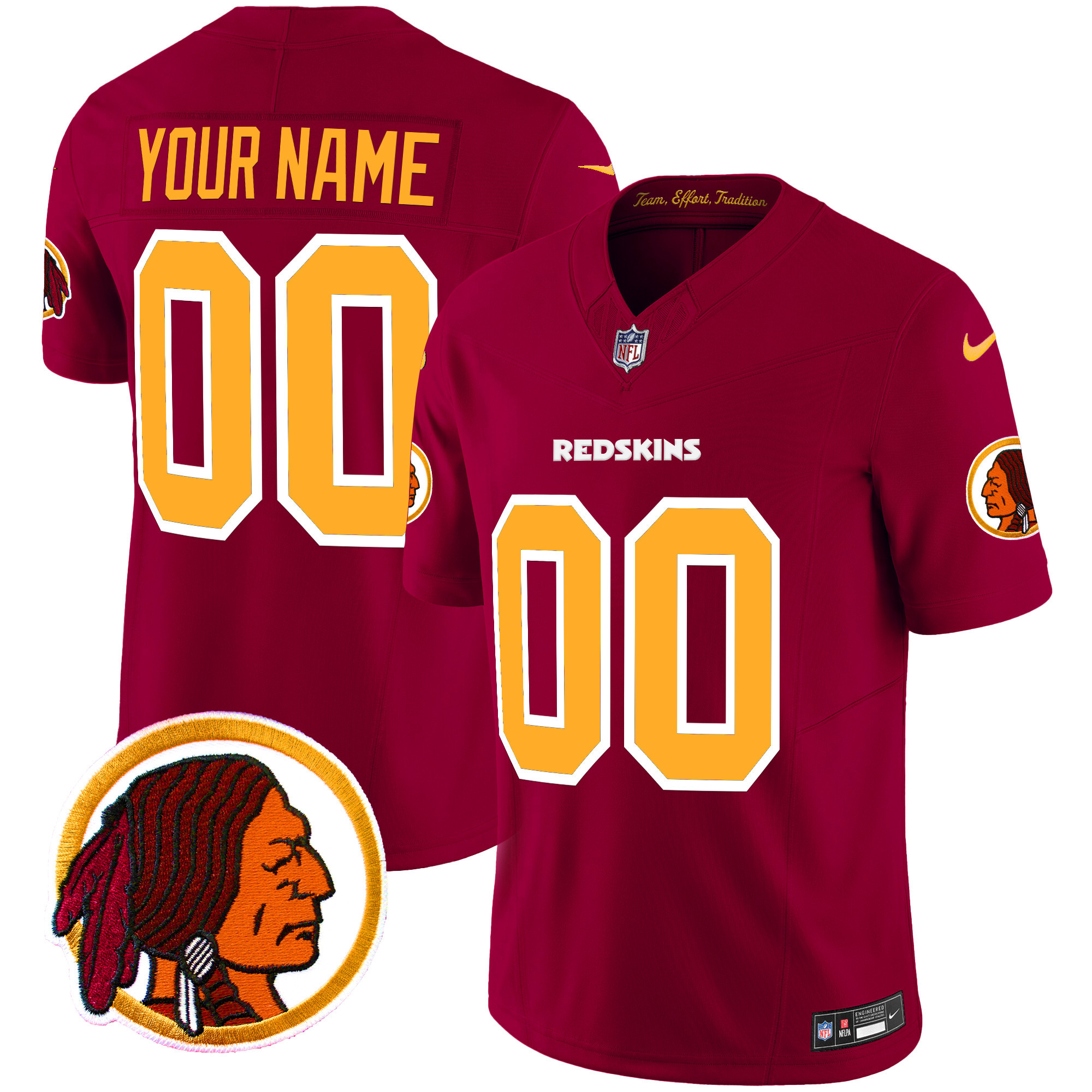 Men's Washington Redskins Throwback Vapor Limited Custom Burgundy Jersey V2 - All Stitched