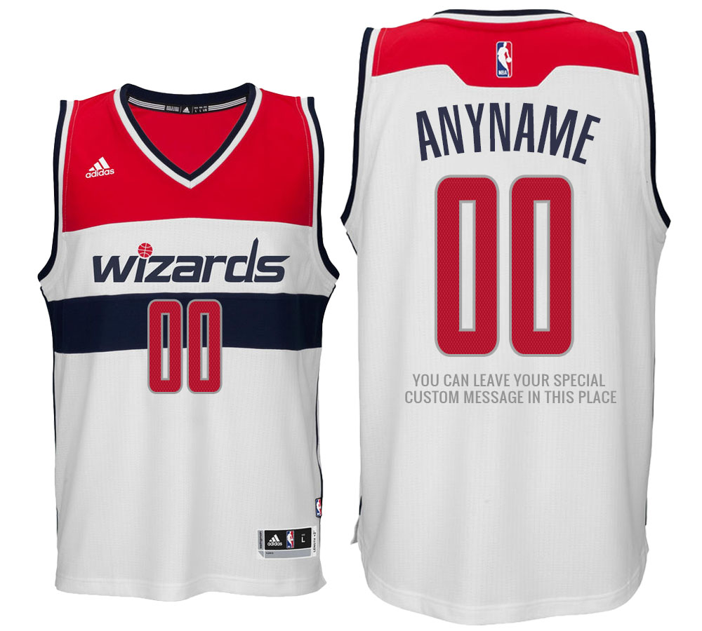 Mens Washington Wizards Home White Custom Message Jersey