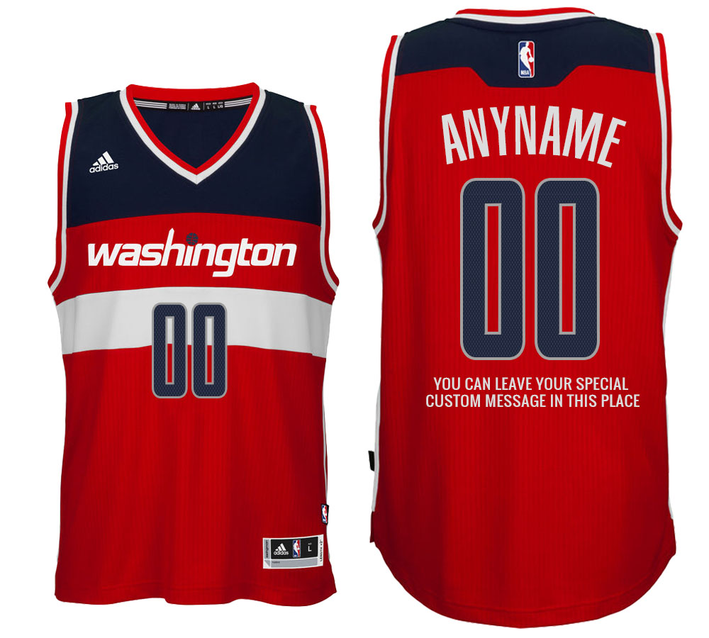 Mens Washington Wizards Road Red Custom Message Jersey