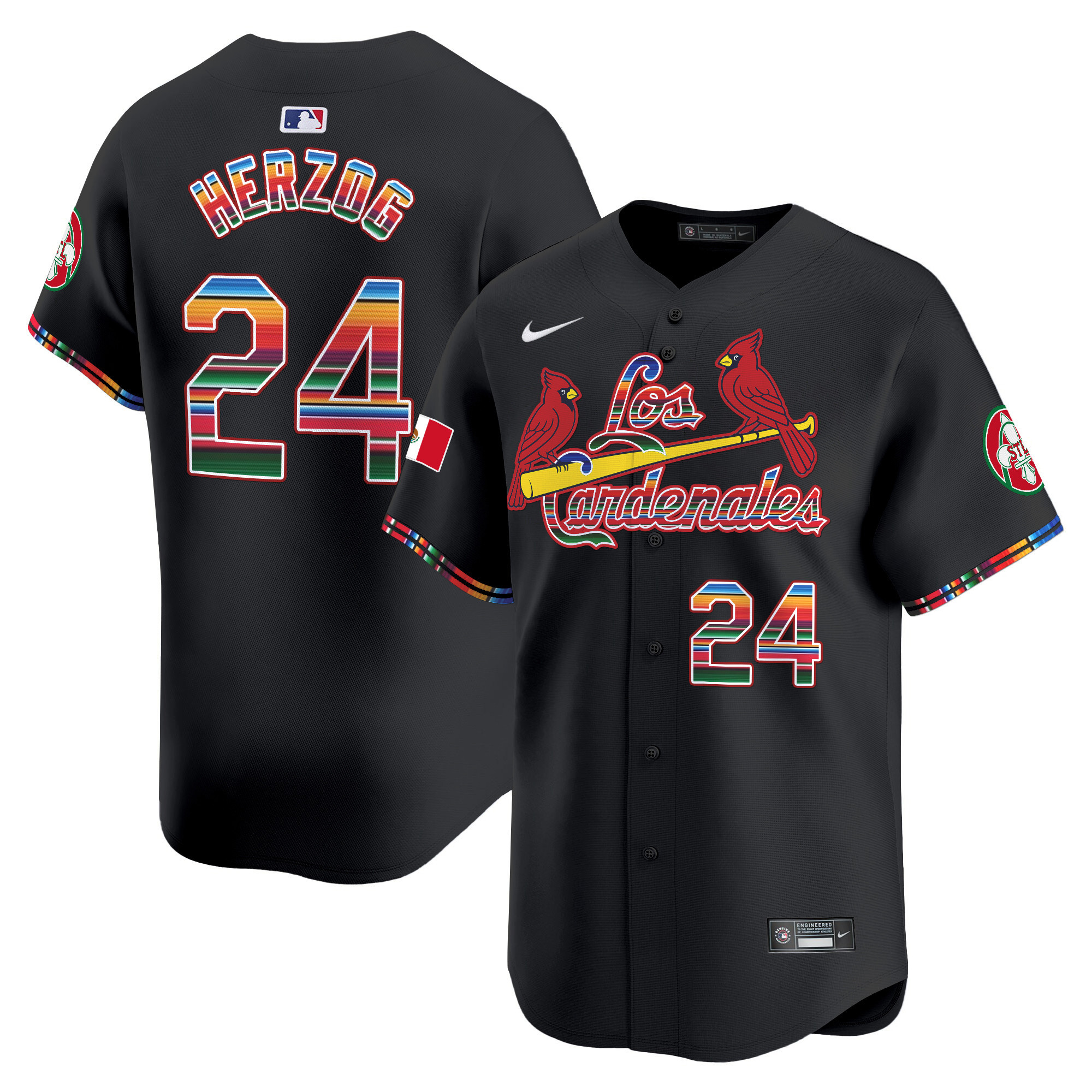 Men's Whitey Herzog St. Louis Cardinals Fiesta Cardenales Vapor Premier Limited Black Jersey - All Stitched