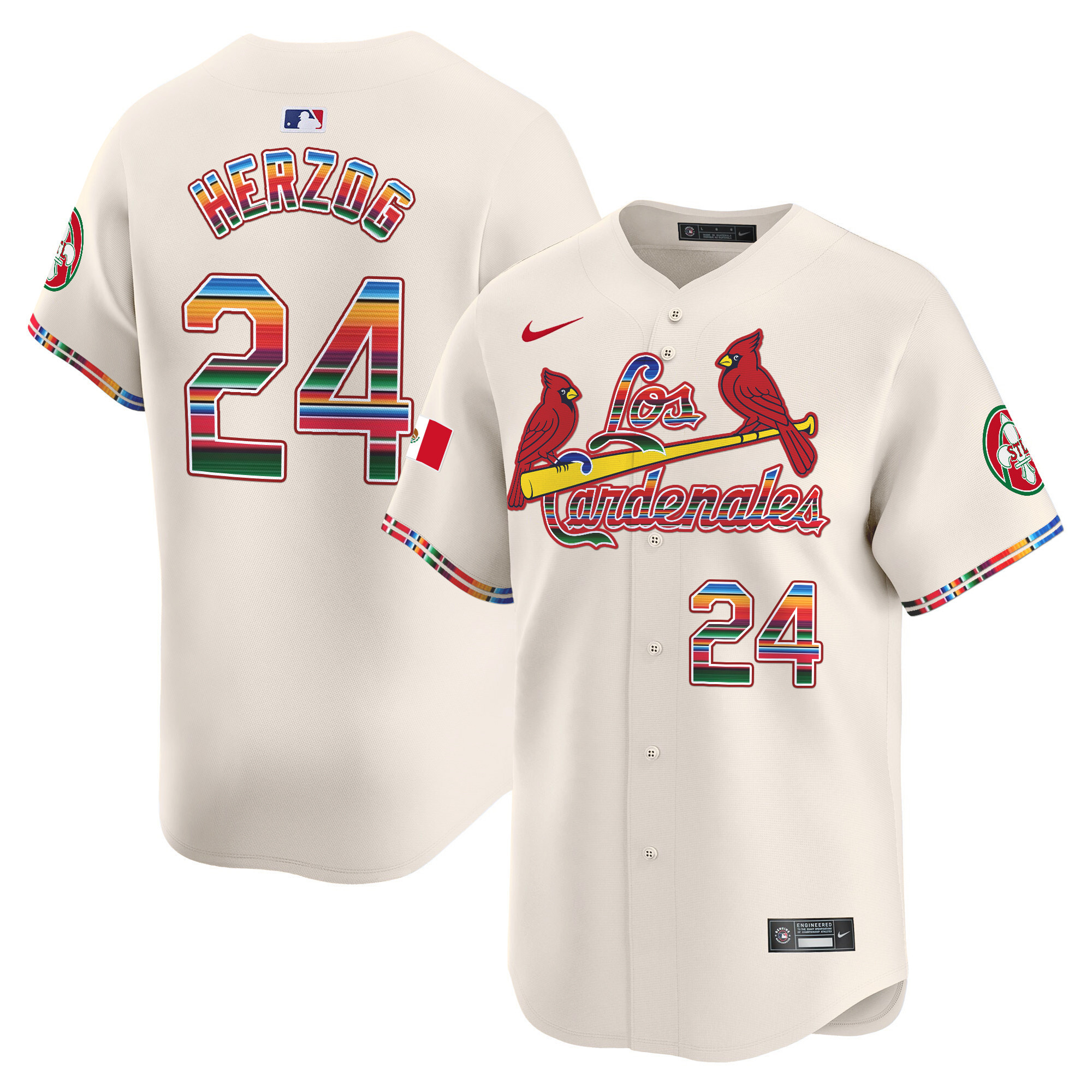 Men's Whitey Herzog St. Louis Cardinals Fiesta Cardenales Vapor Premier Limited Cream Jersey - All Stitched
