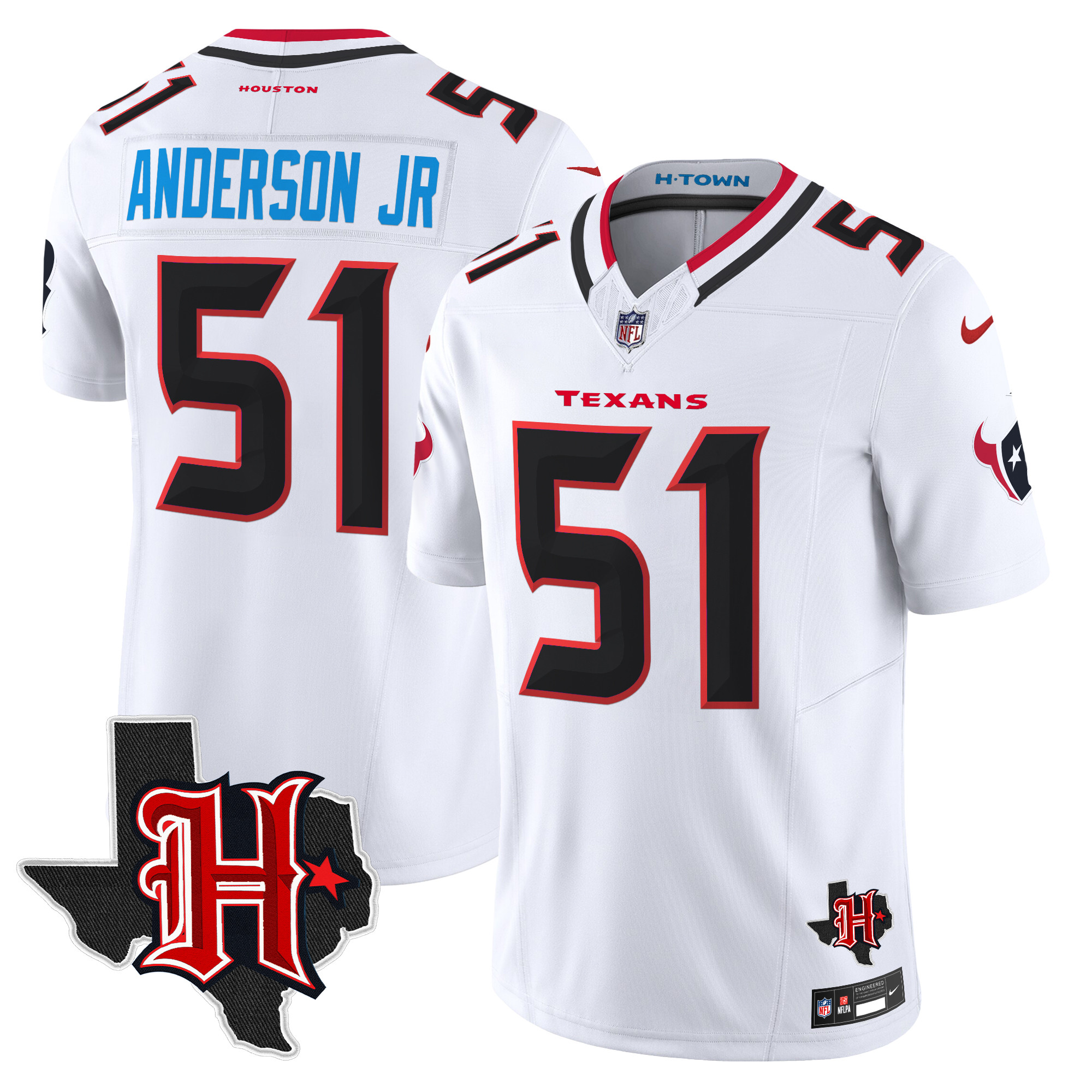 Men's Will Anderson Jr. Houston Texans 2024 Texas Patch Vapor Limited White Jersey - All Stitched