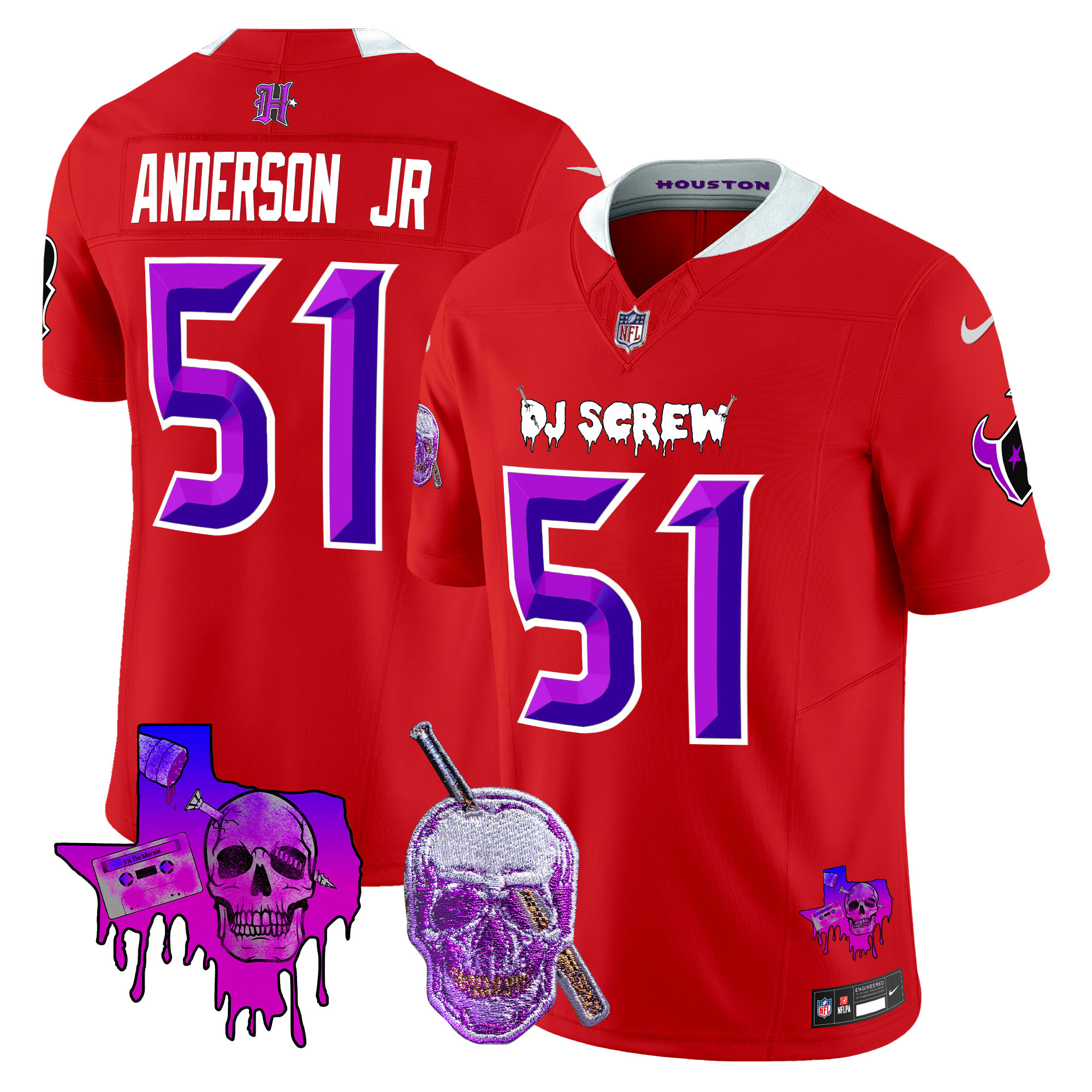 Men's Will Anderson Jr. Houston Texans DJ Screw Vapor Limited Red Jersey - All Stitched