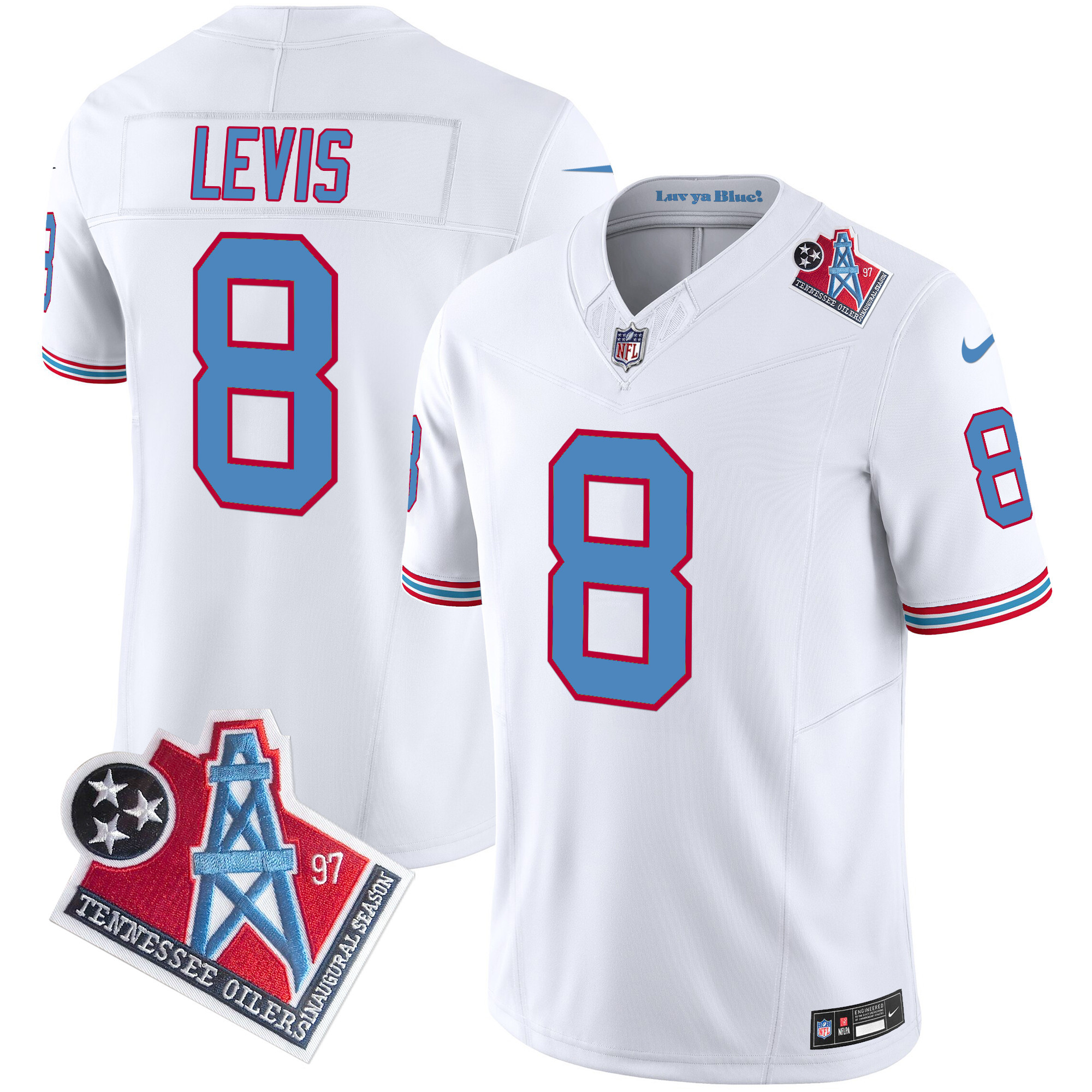 Men's Will Levis Tennessee Titans 1997 Throwback Limited Vapor Limited White Jersey - All Stitched