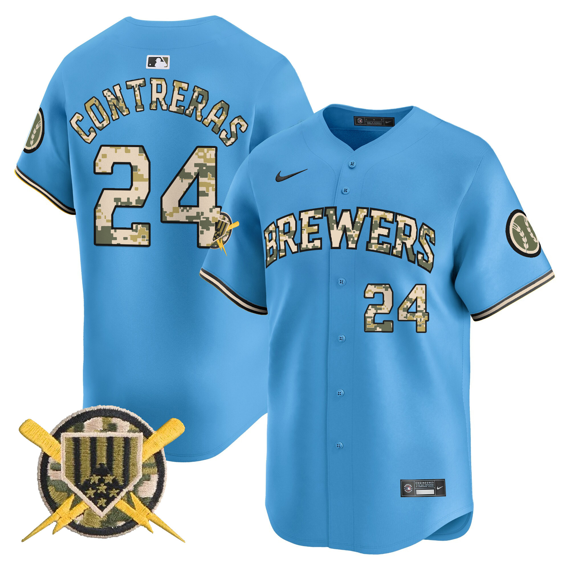 Men's William Contreras Milwaukee Brewers Armed Forces Day Vapor Premier Limited Blue Jersey - All Stitched
