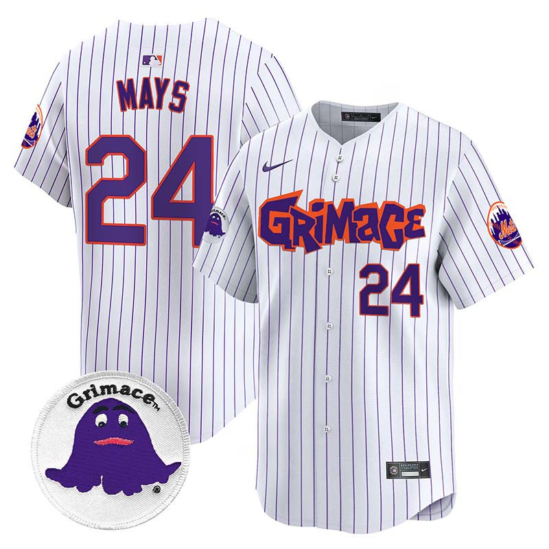 Men's Willie Mays New York Mets Grimace Vapor Premier Limited Pinstripe Jersey V2 - All Stitched