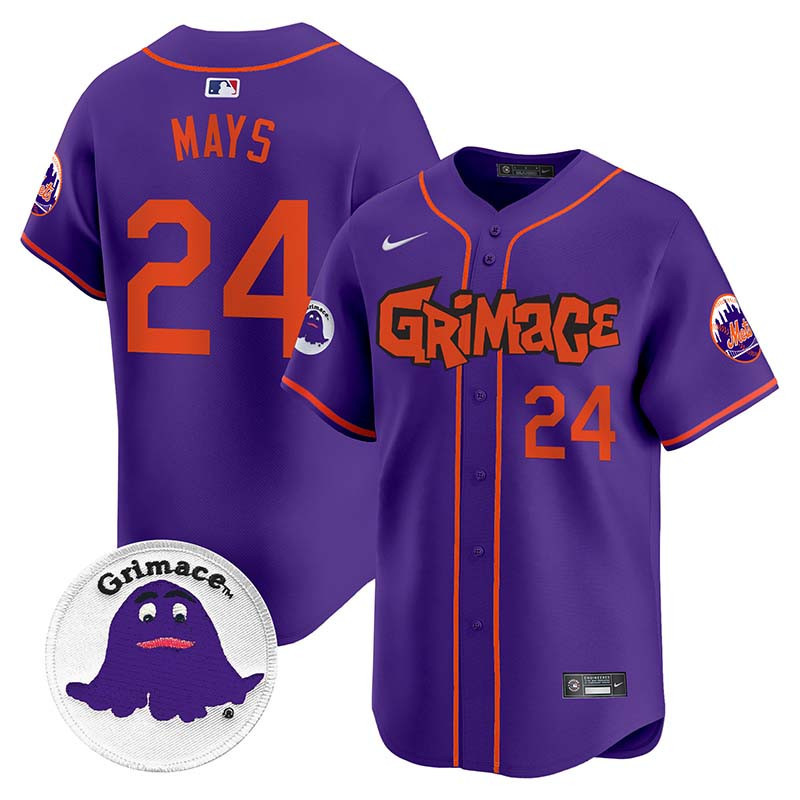 Men's Willie Mays New York Mets Grimace Vapor Premier Limited Purple Jersey V2 - All Stitched
