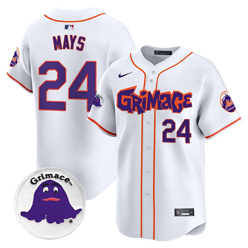 Men's Willie Mays New York Mets Grimace Vapor Premier Limited White Jersey V2 - All Stitched