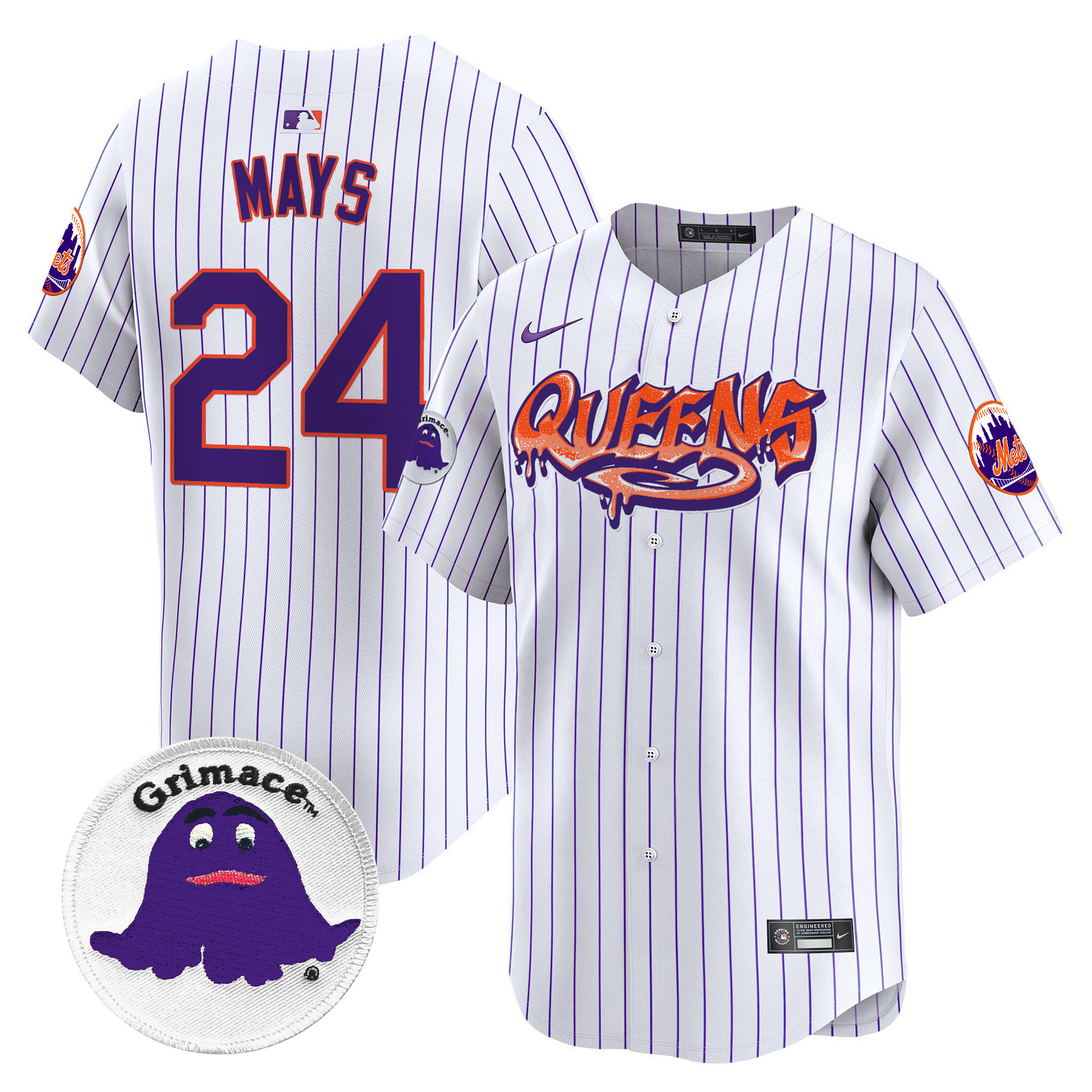 Men's Willie Mays New York Mets Queens Graffiti Vapor Premier Limited Pinstripe Jersey - All Stitched