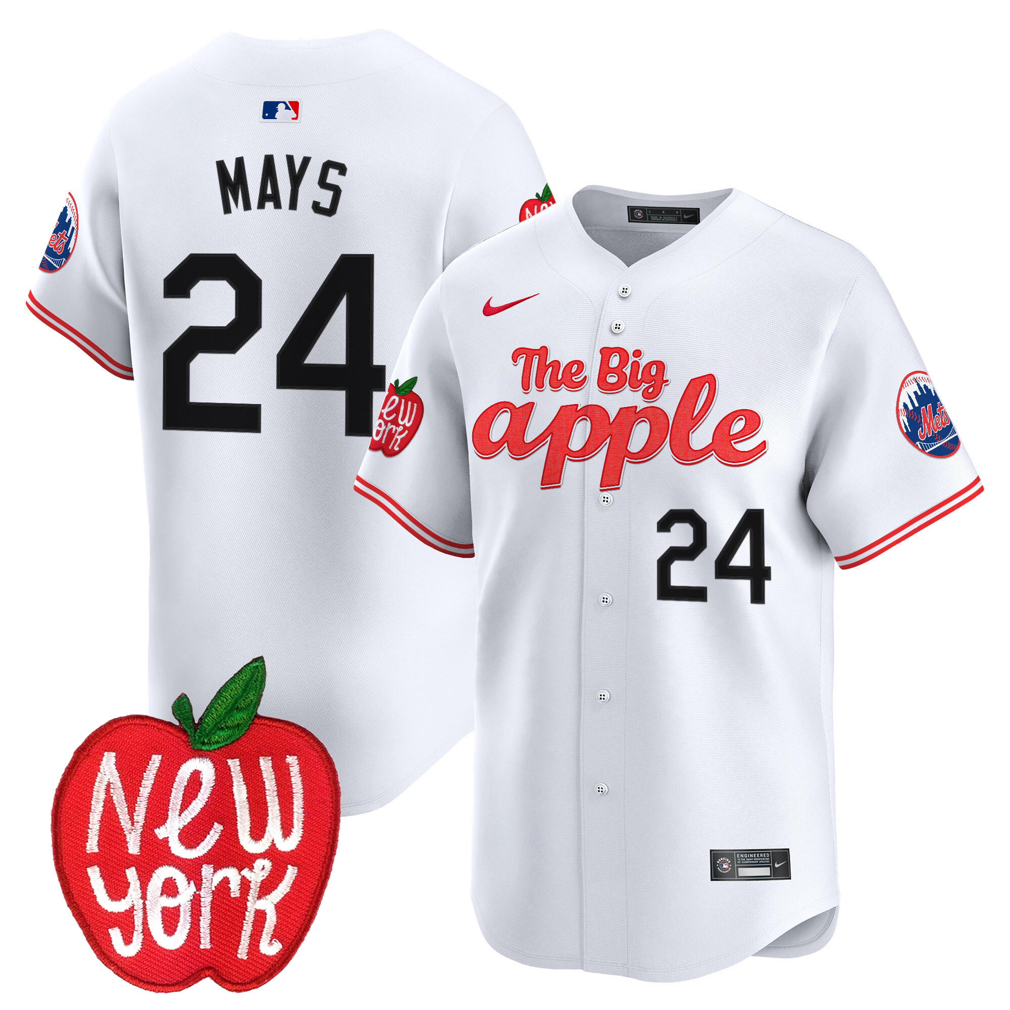 Men's Willie Mays New York Mets The Big Apple Vapor Premier Limited White Jersey - All Stitched