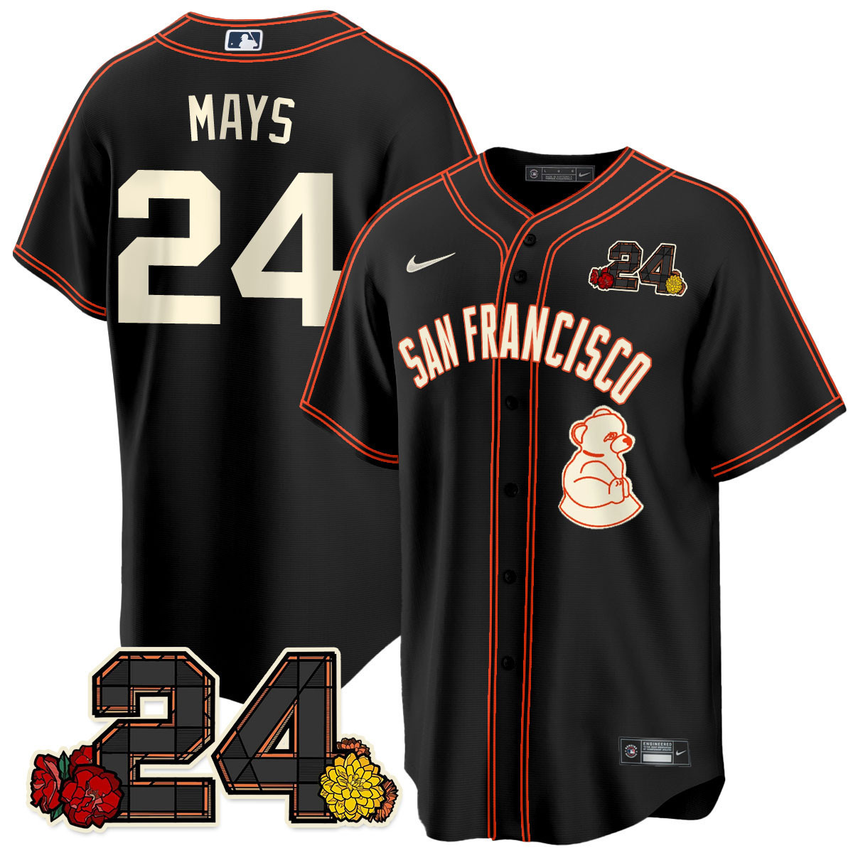 Men's Willie Mays San Francisco Giants 2024 Willie Mays Patch Vapor Premier Limited Black Limited Jersey V2 - All Stitched