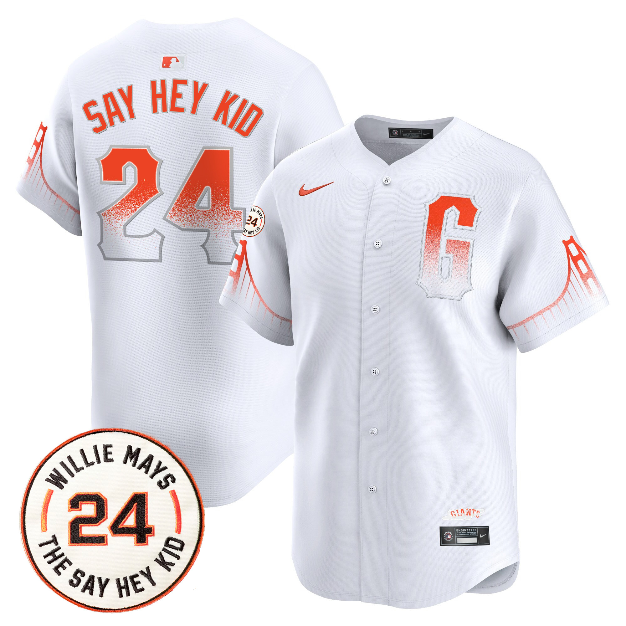 Men's Willie Mays San Francisco Giants 2024 Willie Mays Patch Vapor Premier Limited City Connect Jersey V6 - All Stitched