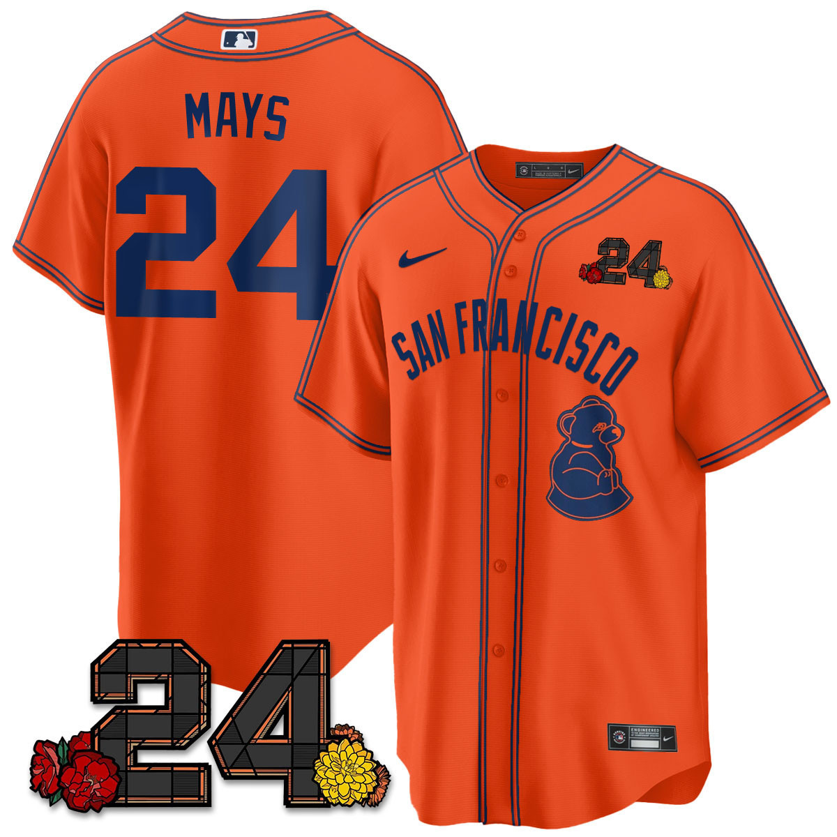 Men's Willie Mays San Francisco Giants 2024 Willie Mays Patch Vapor Premier Limited Orange Limited Jersey V2 - All Stitched