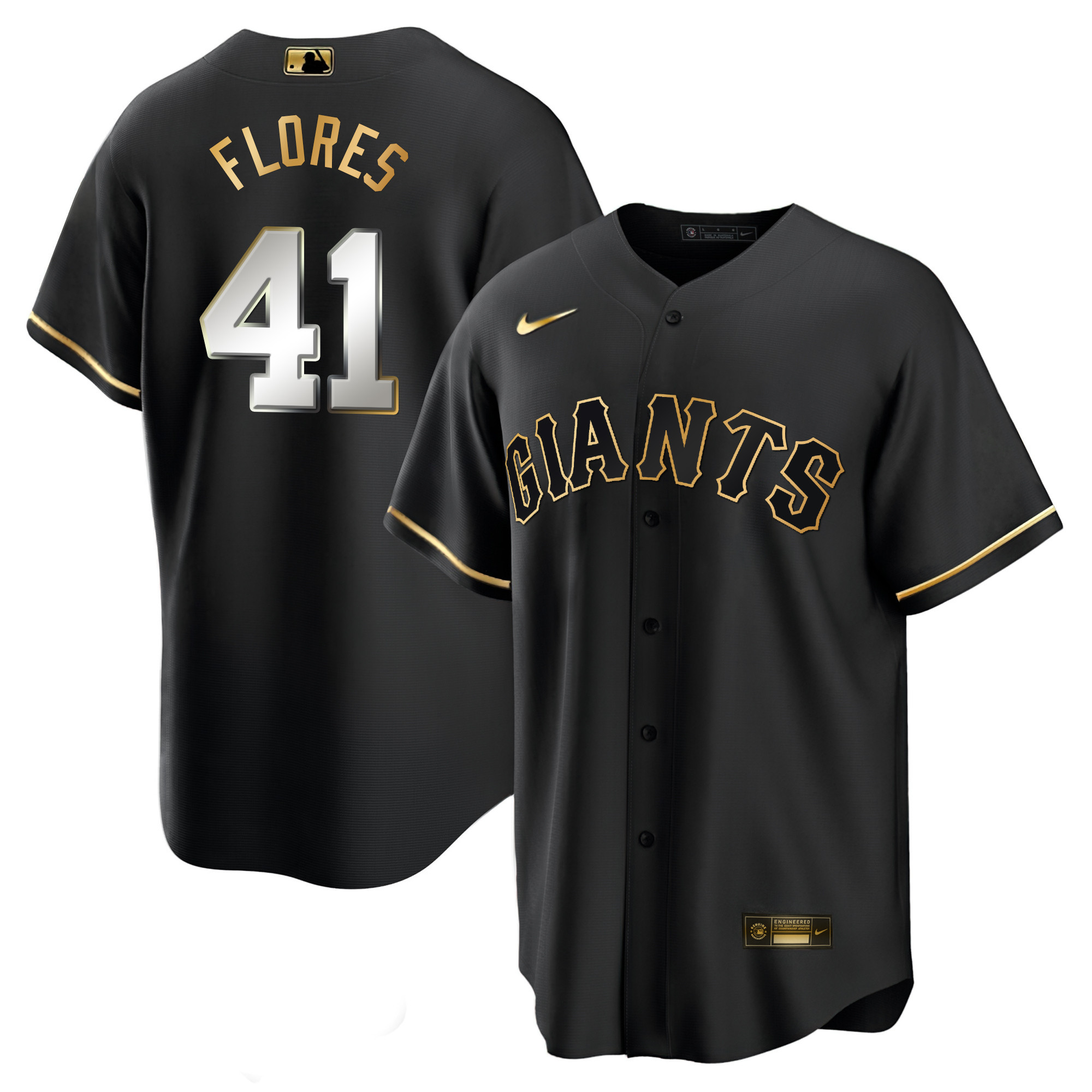 Men's Wilmer Flores San Francisco Giants Black Limited & Gold Cool Black Limited Jersey - All Stitched