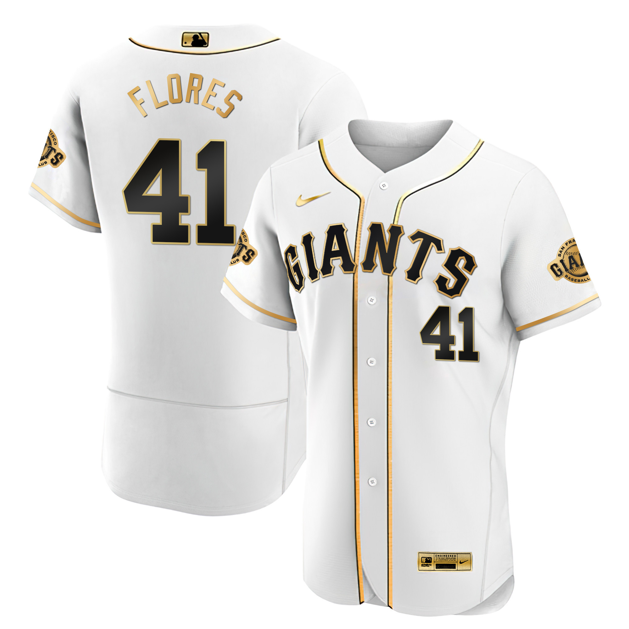 Men's Wilmer Flores San Francisco Giants Black Limited & Gold Flex White Gold Jersey - All Stitched