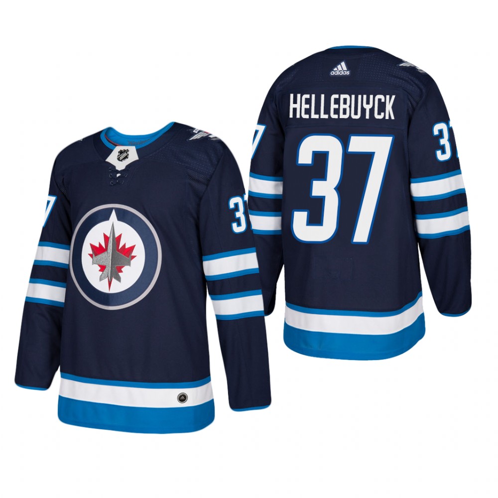 Men's Winnipeg Jets Connor Hellebuyck #37 Home Navy Player Cheap Jersey