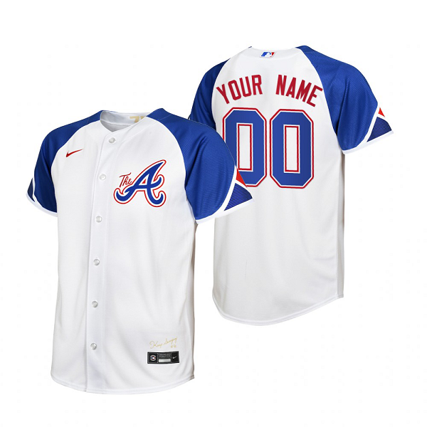 Men’s Women’s Atlanta Braves #00 Custom White 2023 City Connect Jersey