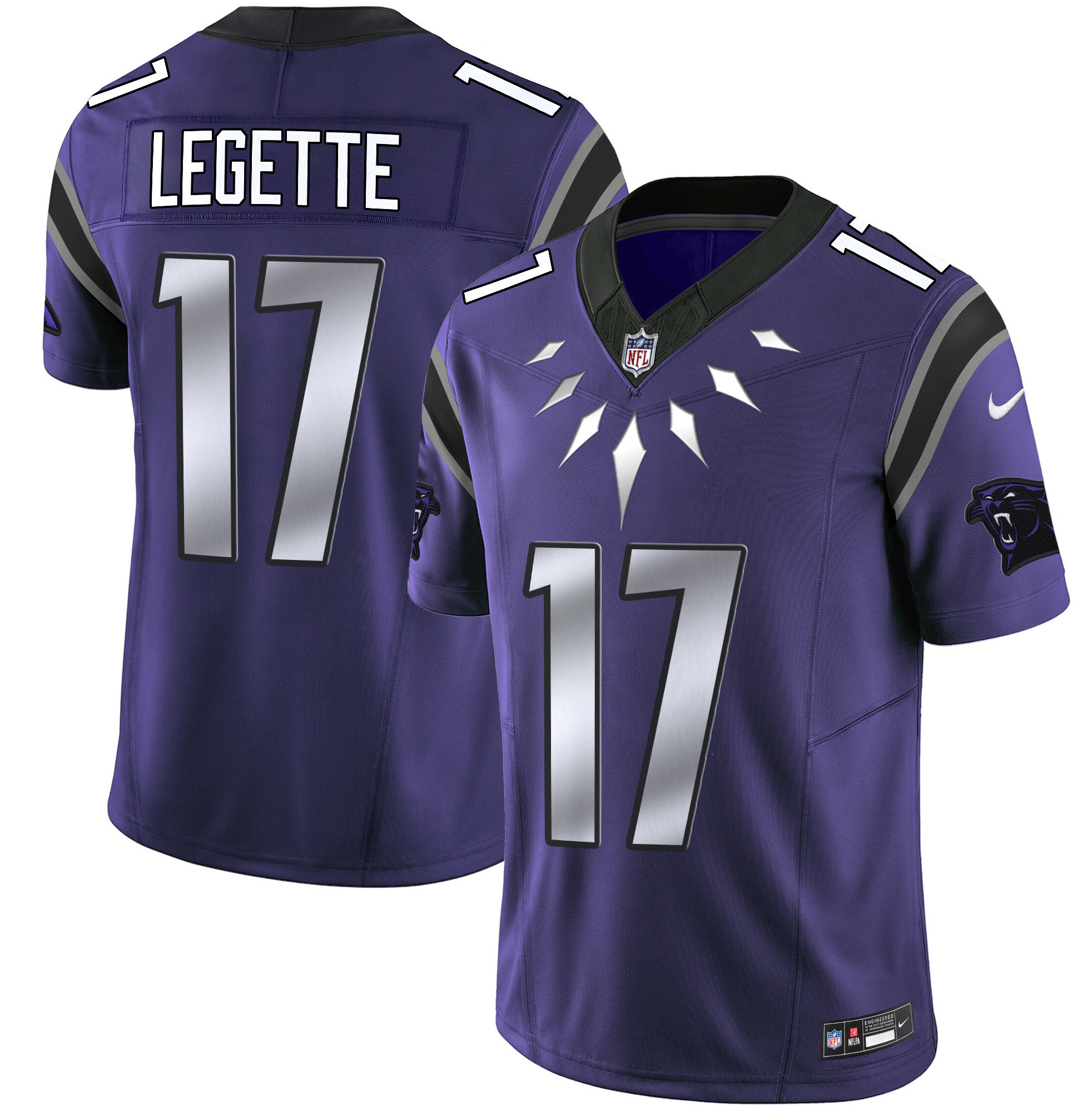 Men's Xavier Legette Carolina Panthers Wakanda Vapor Limited Purple Jersey - All Stitched