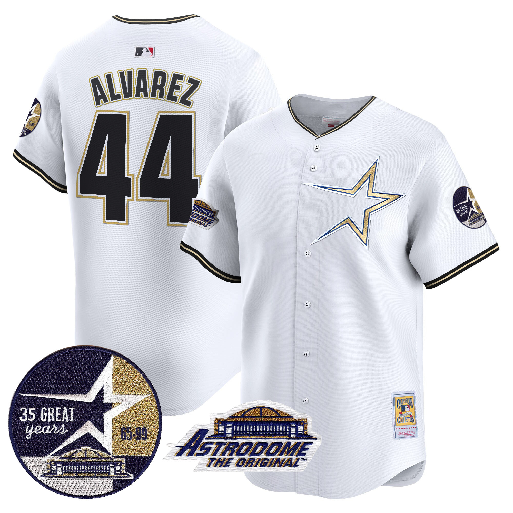 Men's Yordan ¡lvarez Houston Astros 1999 Throwback 35th & Astrodome Patch Vapor Premier Limited White Jersey - All Stitched