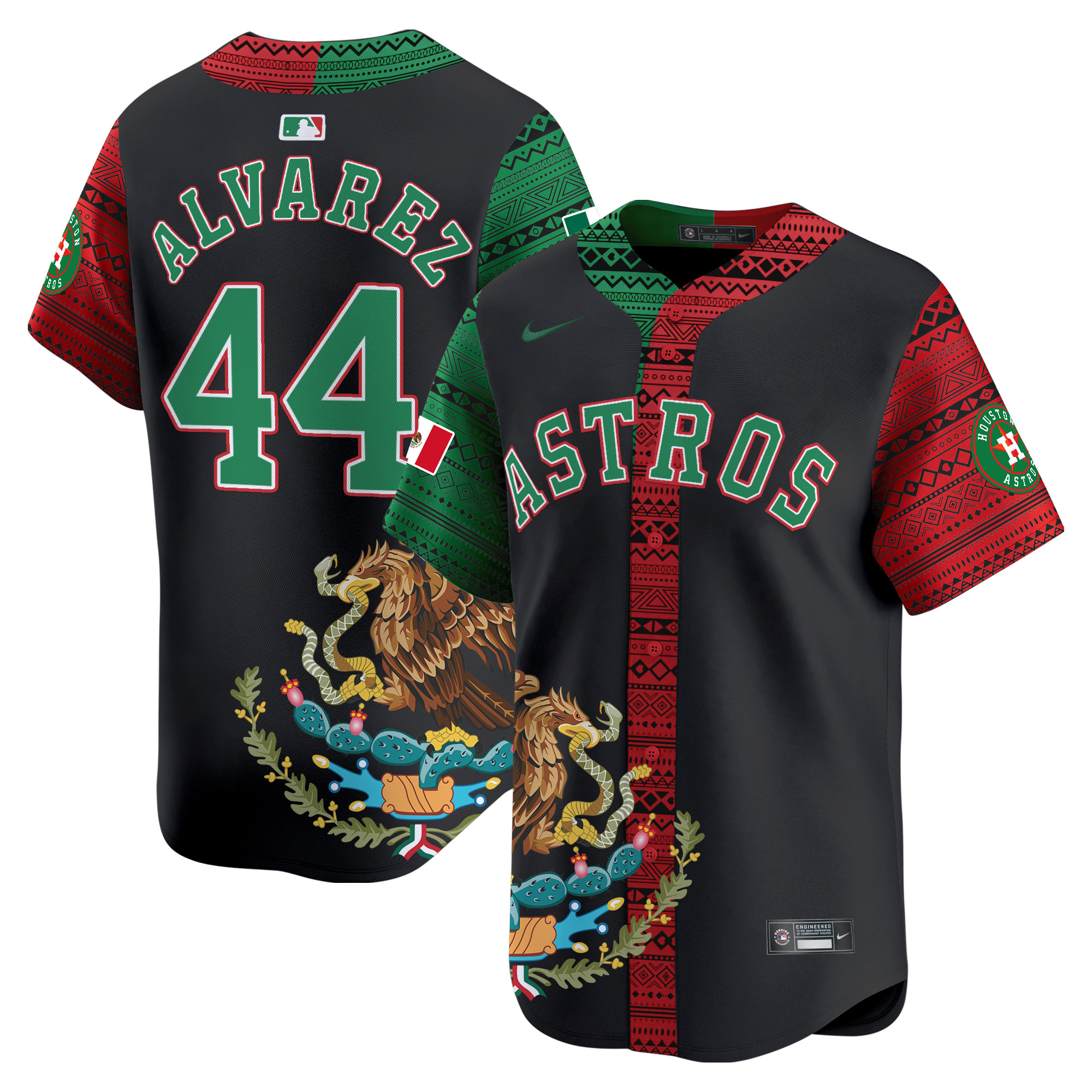 Men's Yordan ¡lvarez Houston Astros Aztec Mexico Vapor Premier Limited Black Jersey V2- Printed