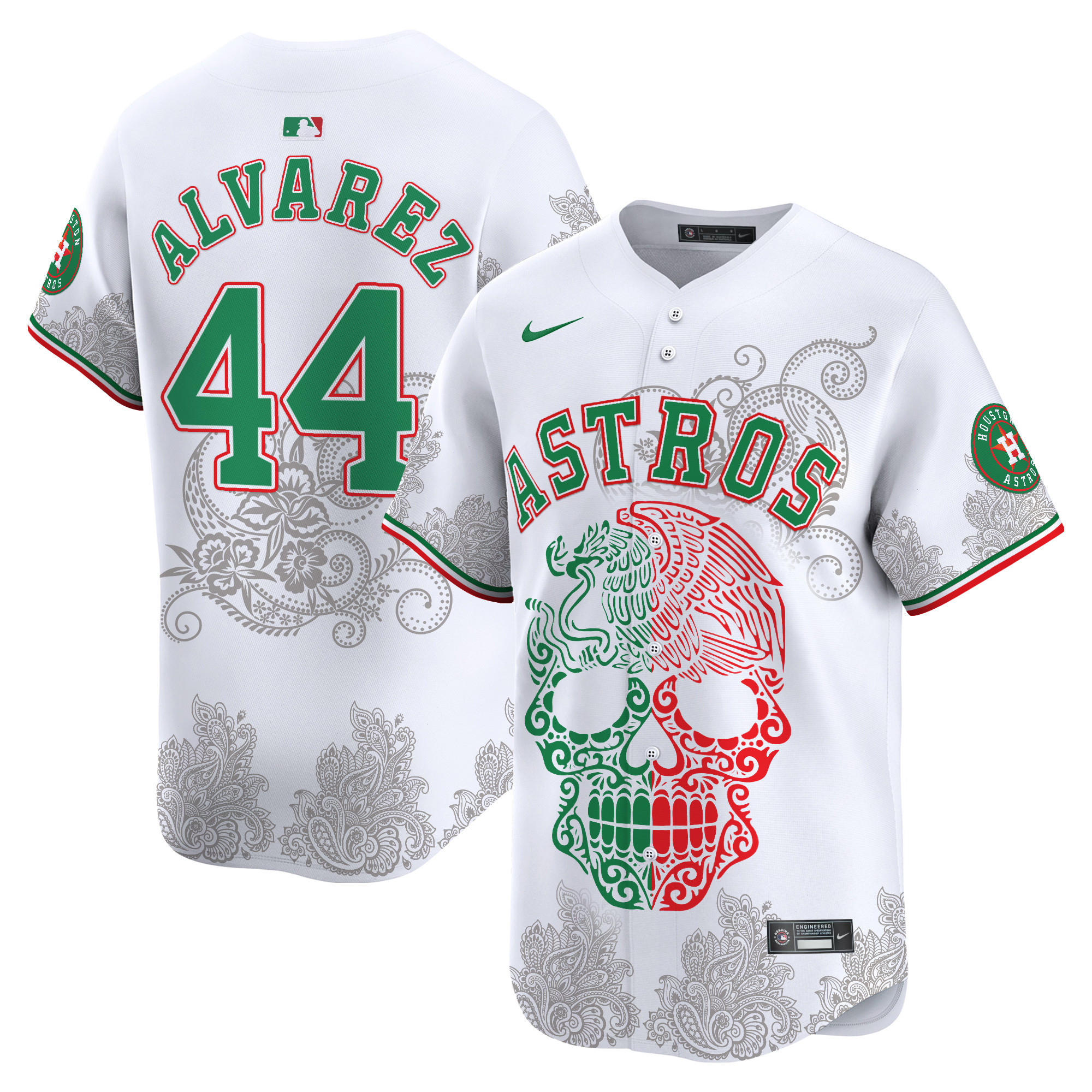 Men's Yordan ¡lvarez Houston Astros Aztec Warrior Skull Vapor Limited White Jersey - Printed