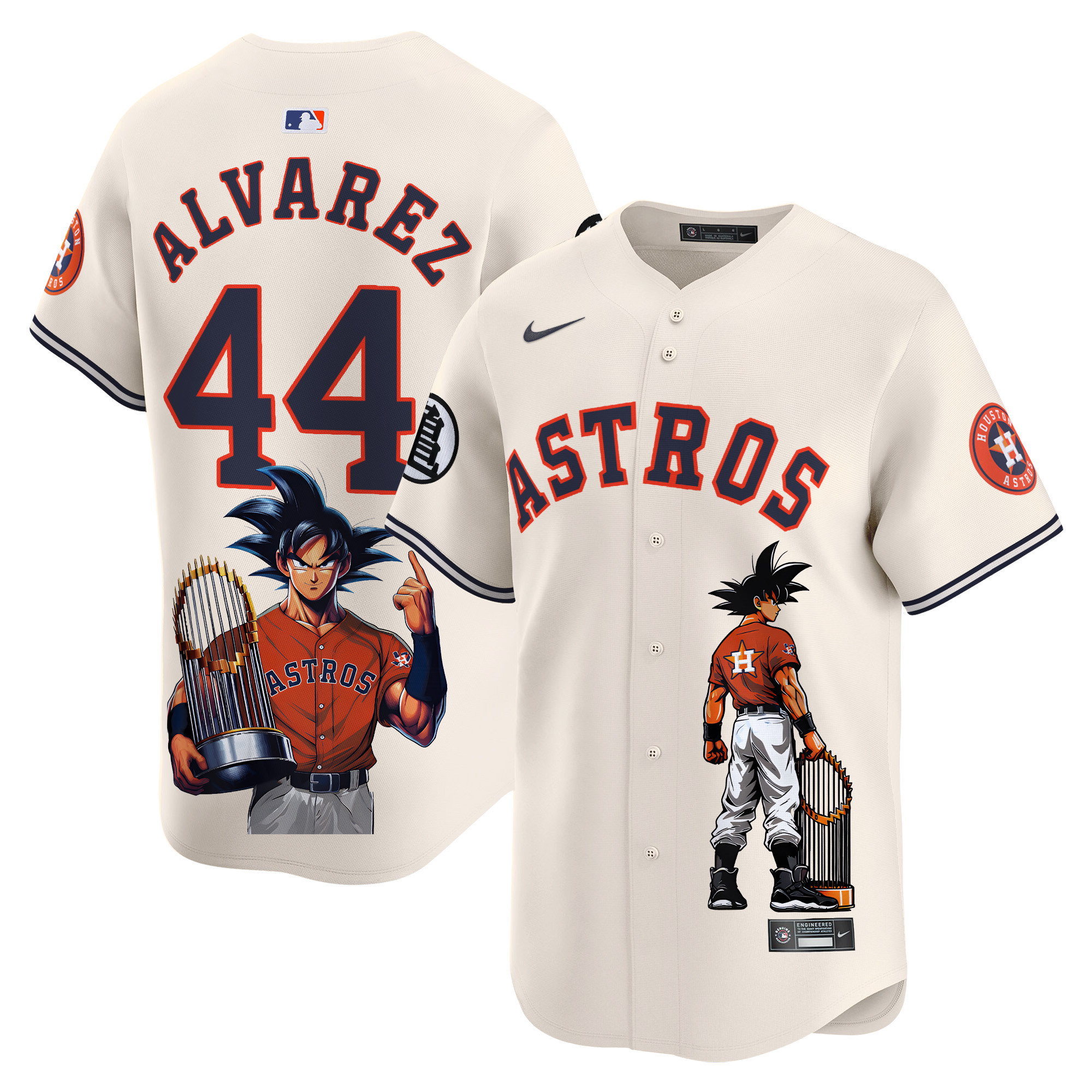 Men's Yordan ¡lvarez Houston Astros Dragon Ball Son Goku Vapor Premier Limited Cream Jersey - Printed