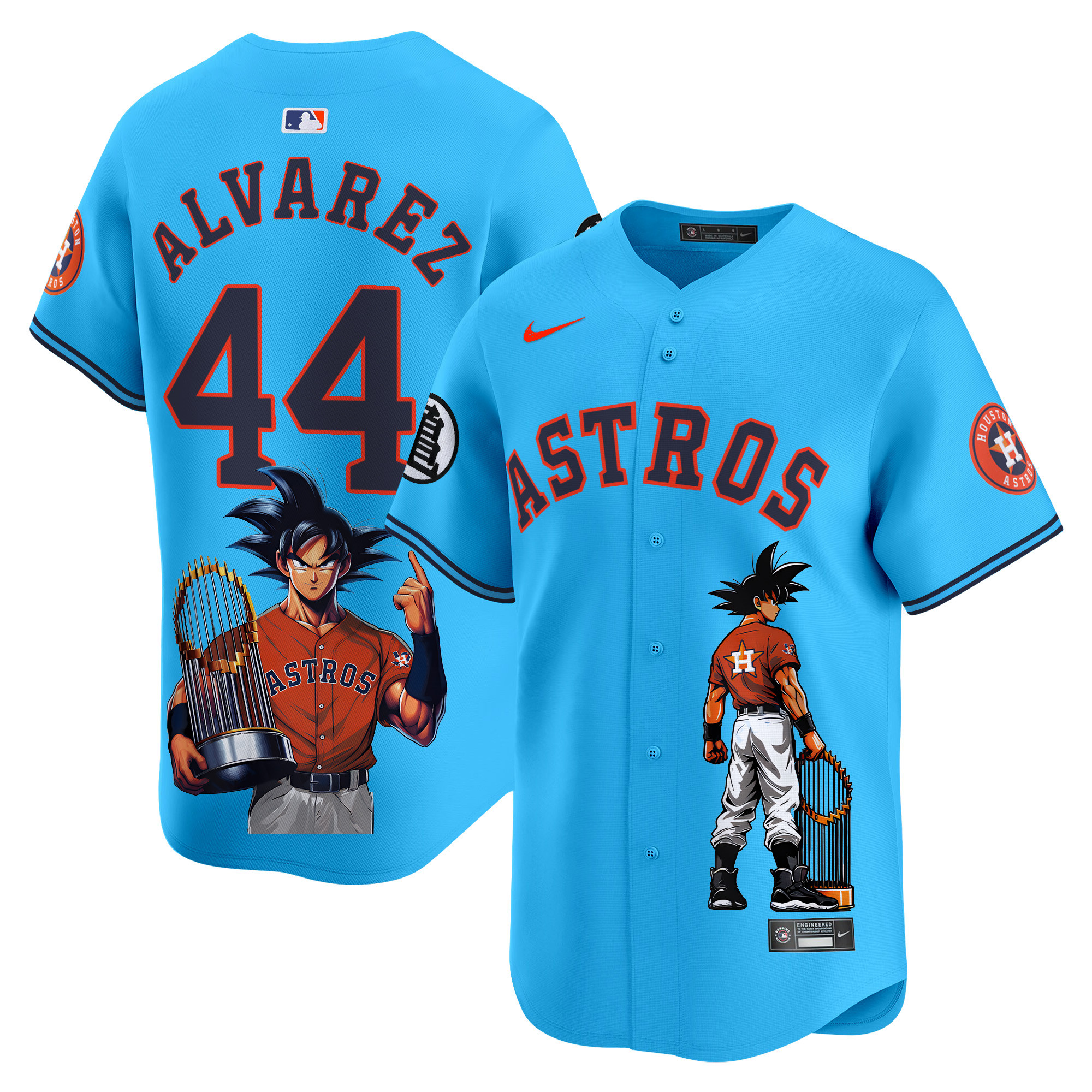 Men's Yordan ¡lvarez Houston Astros Dragon Ball Son Goku Vapor Premier Limited Light Blue Jersey - Printed