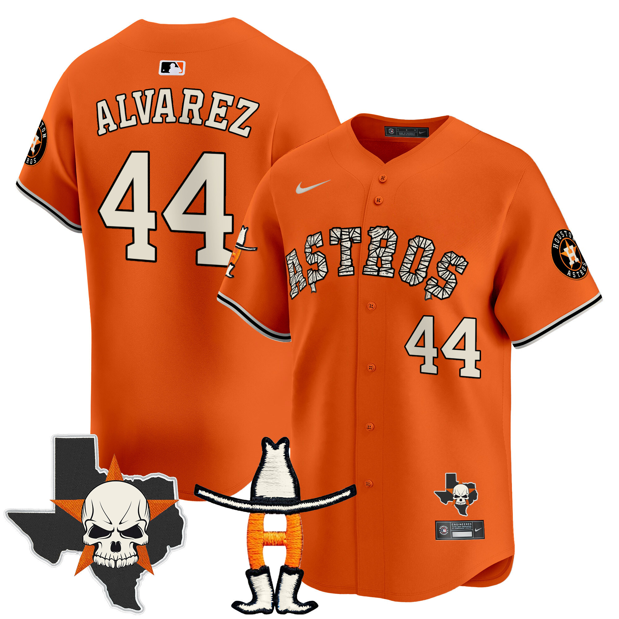 Men's Yordan ¡lvarez Houston Astros Halloween Vapor Premier Limited Orange Jersey - All Stitched