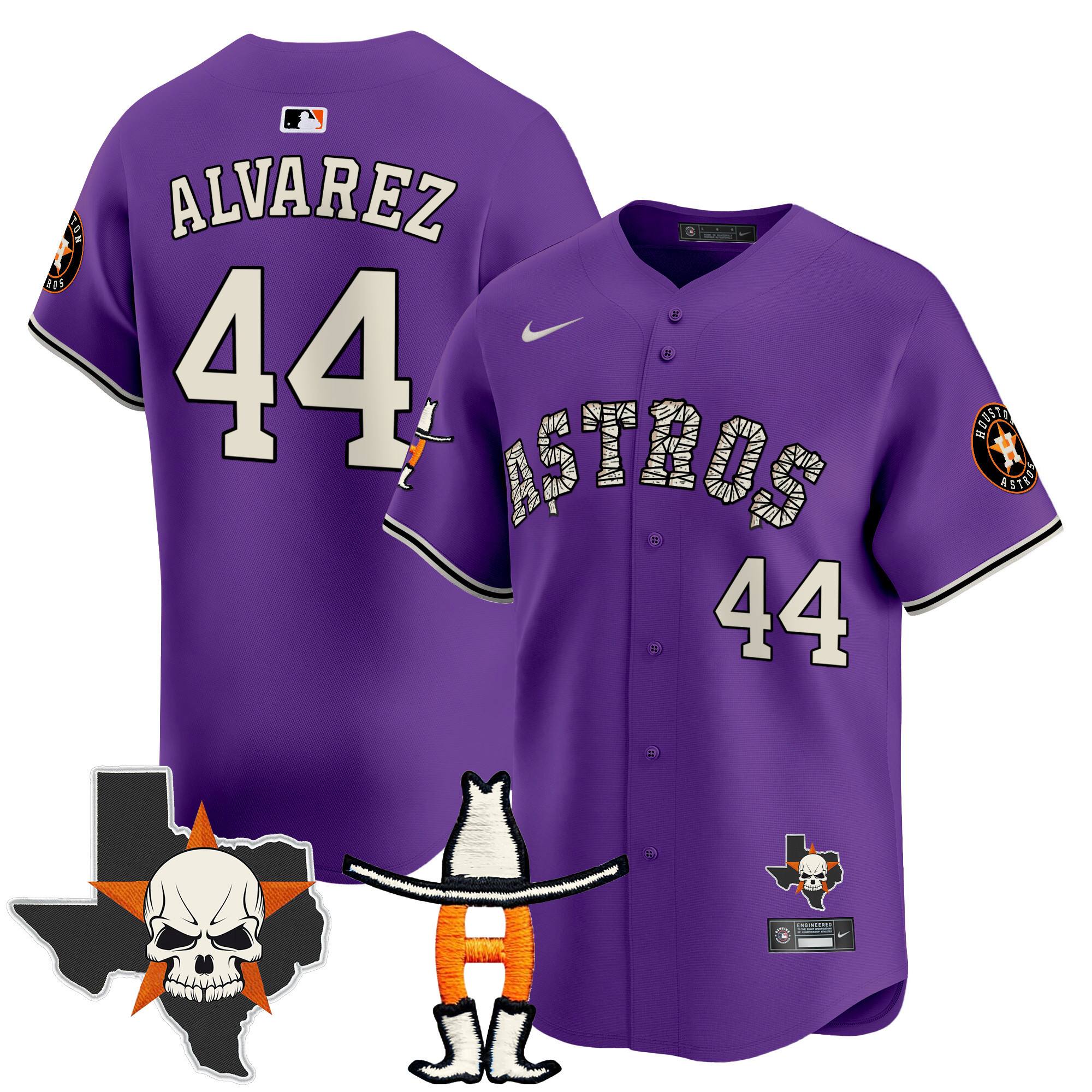Men's Yordan ¡lvarez Houston Astros Halloween Vapor Premier Limited Purple Jersey - All Stitched