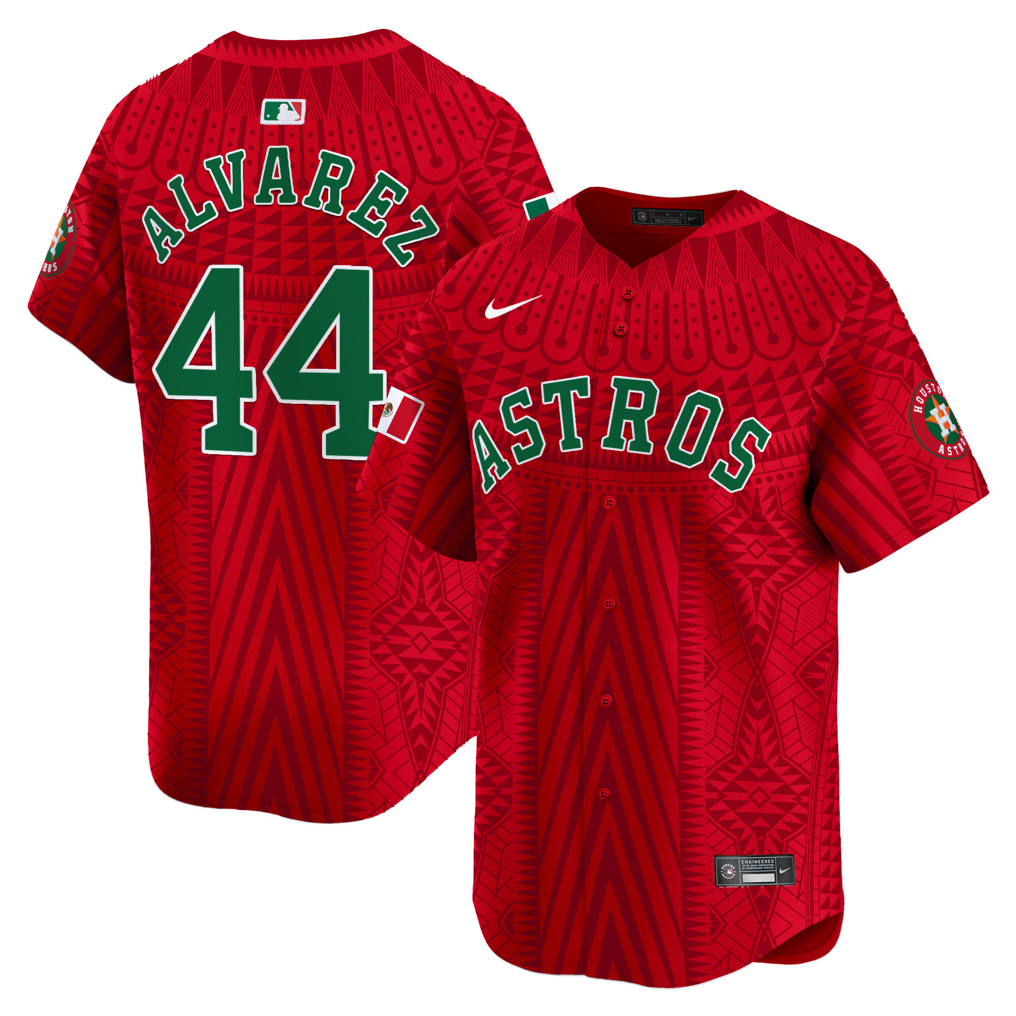 Men's Yordan ¡lvarez Houston Astros Mexico Aztec Pattern Vapor Premier Limited Red Jersey - Printed