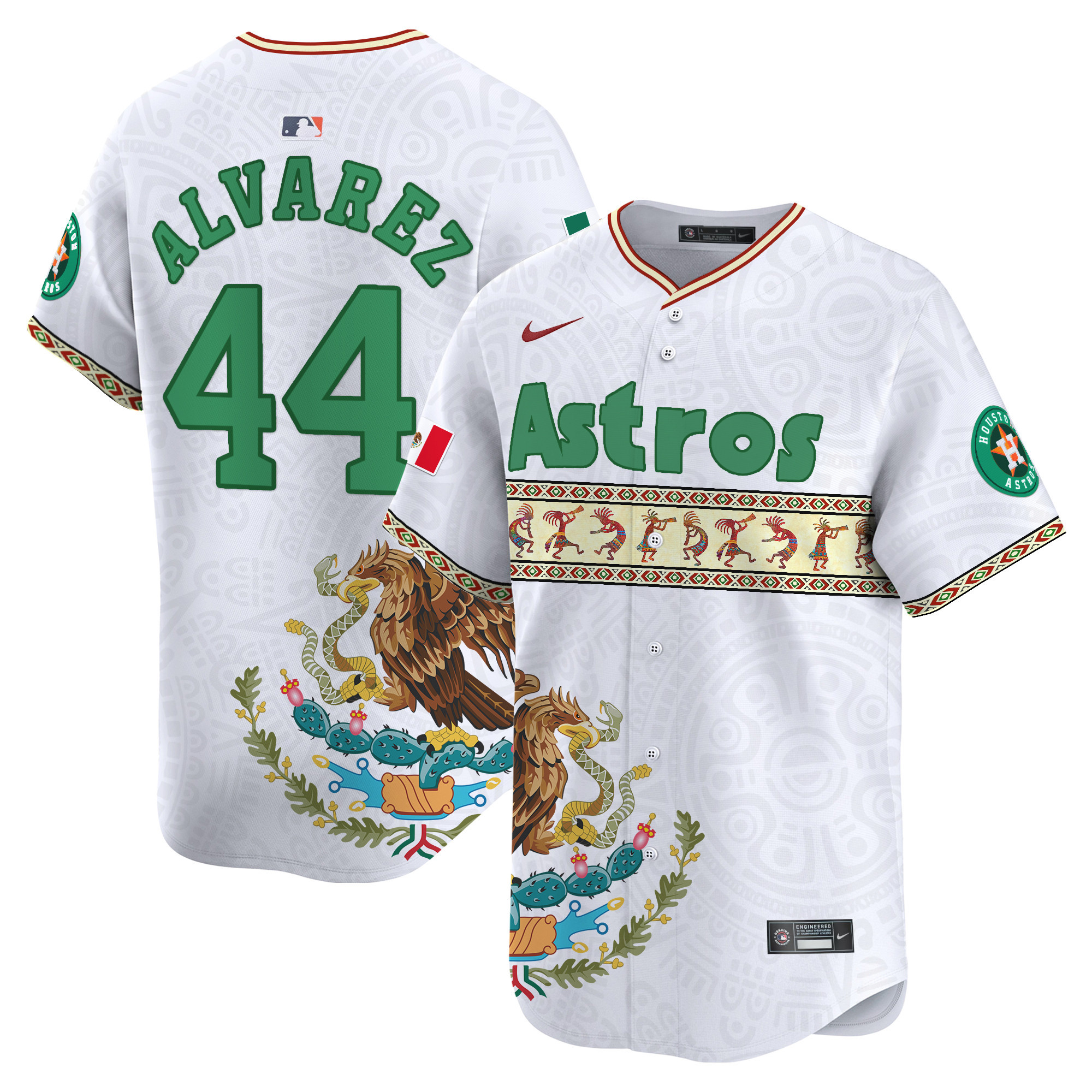 Men's Yordan ¡lvarez Houston Astros Mexico Aztec Vapor Premier Limited White Jersey V2 - Printed