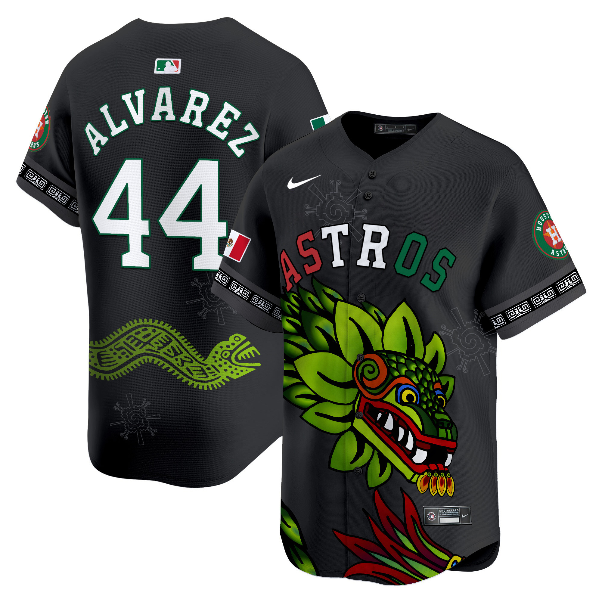 Men's Yordan ¡lvarez Houston Astros Mexico Quetzalcoatl Aztec Vapor Limited Black Jersey - Printed