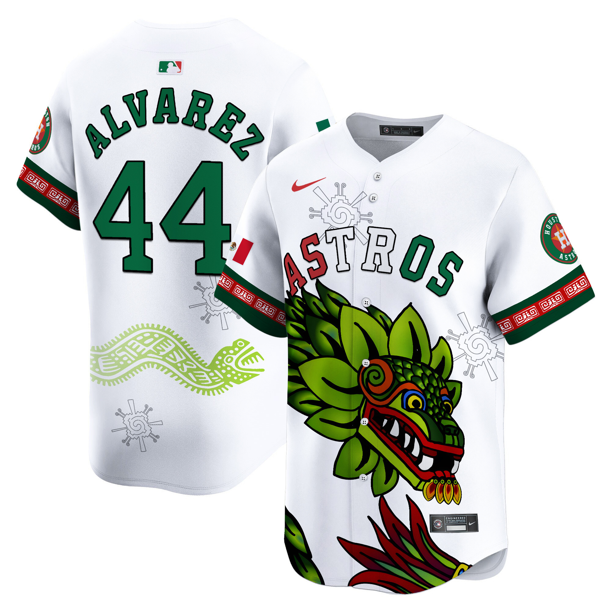 Men's Yordan ¡lvarez Houston Astros Mexico Quetzalcoatl Aztec Vapor Limited White Jersey - Printed