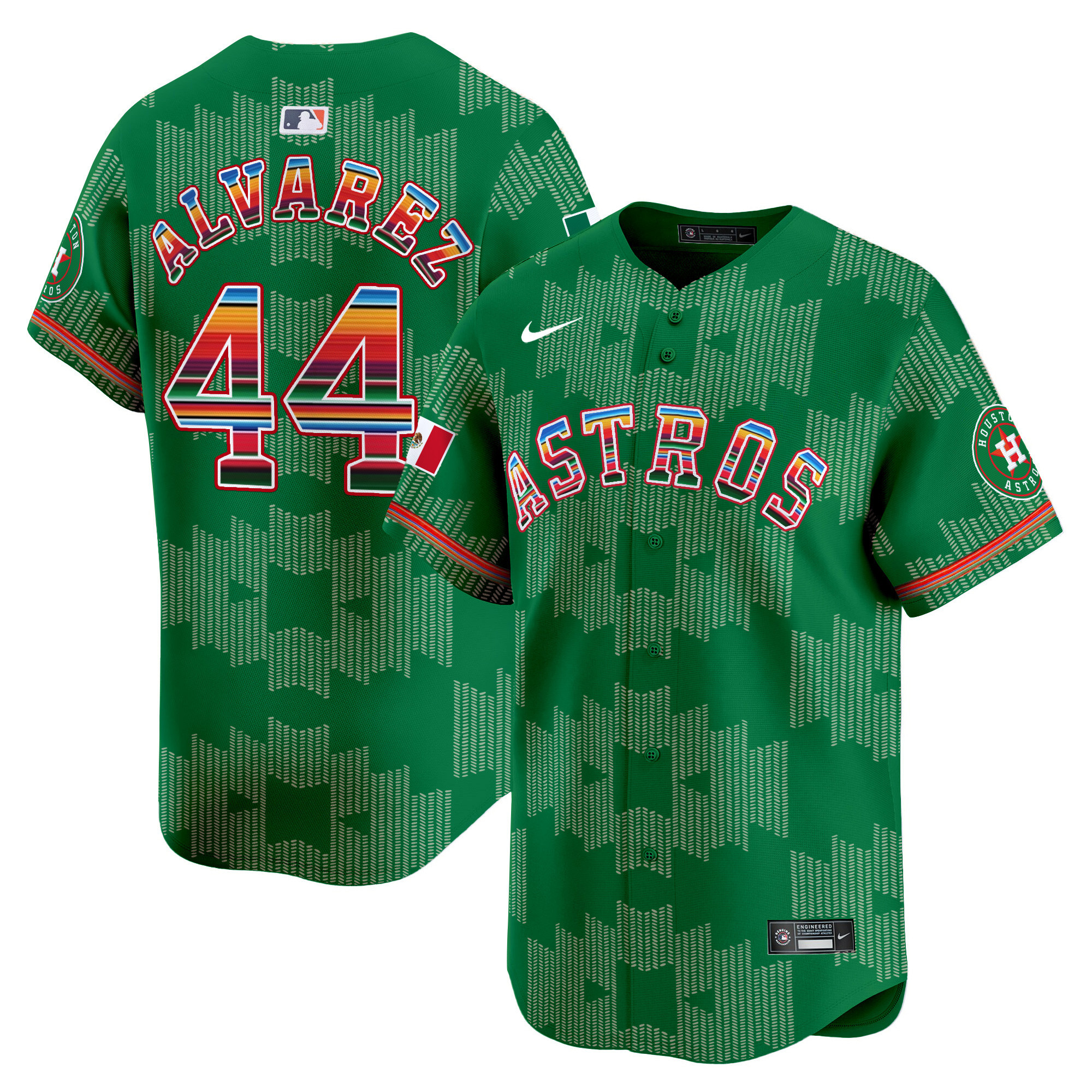 Men's Yordan ¡lvarez Houston Astros Mexico Serape Style Vapor Premier Limited Green Jersey V2- Printed
