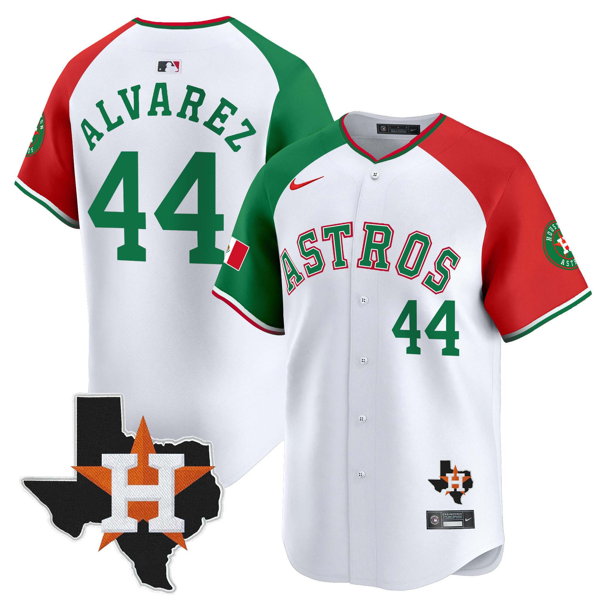 Men's Yordan ¡lvarez Houston Astros Mexico Texas Patch Vapor Premier Limited Alternate Jersey V4 - All Stitched