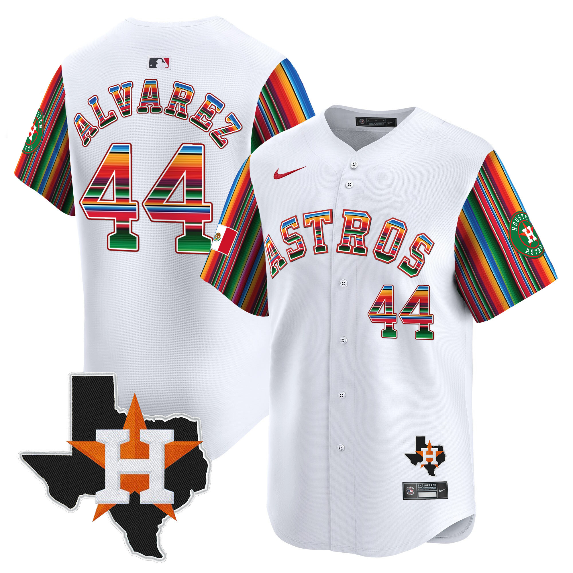 Men's Yordan ¡lvarez Houston Astros Mexico Texas Patch Vapor Premier Limited White Jersey V5 - All Stitched