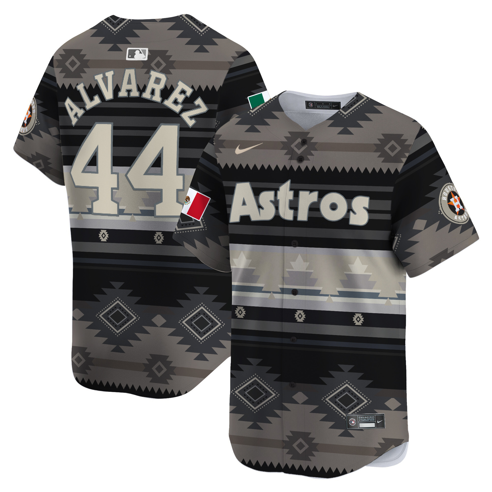 Men's Yordan ¡lvarez Houston Astros Mexico Traditional Pattern Vapor Premier Limited Gray Jersey - Printed