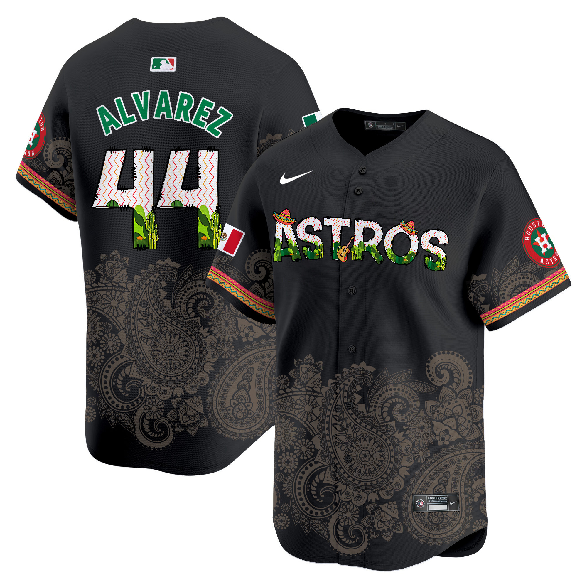Men's Yordan ¡lvarez Houston Astros Paisley Mexico Vapor Premier Limited Black Jersey V4 - Printed