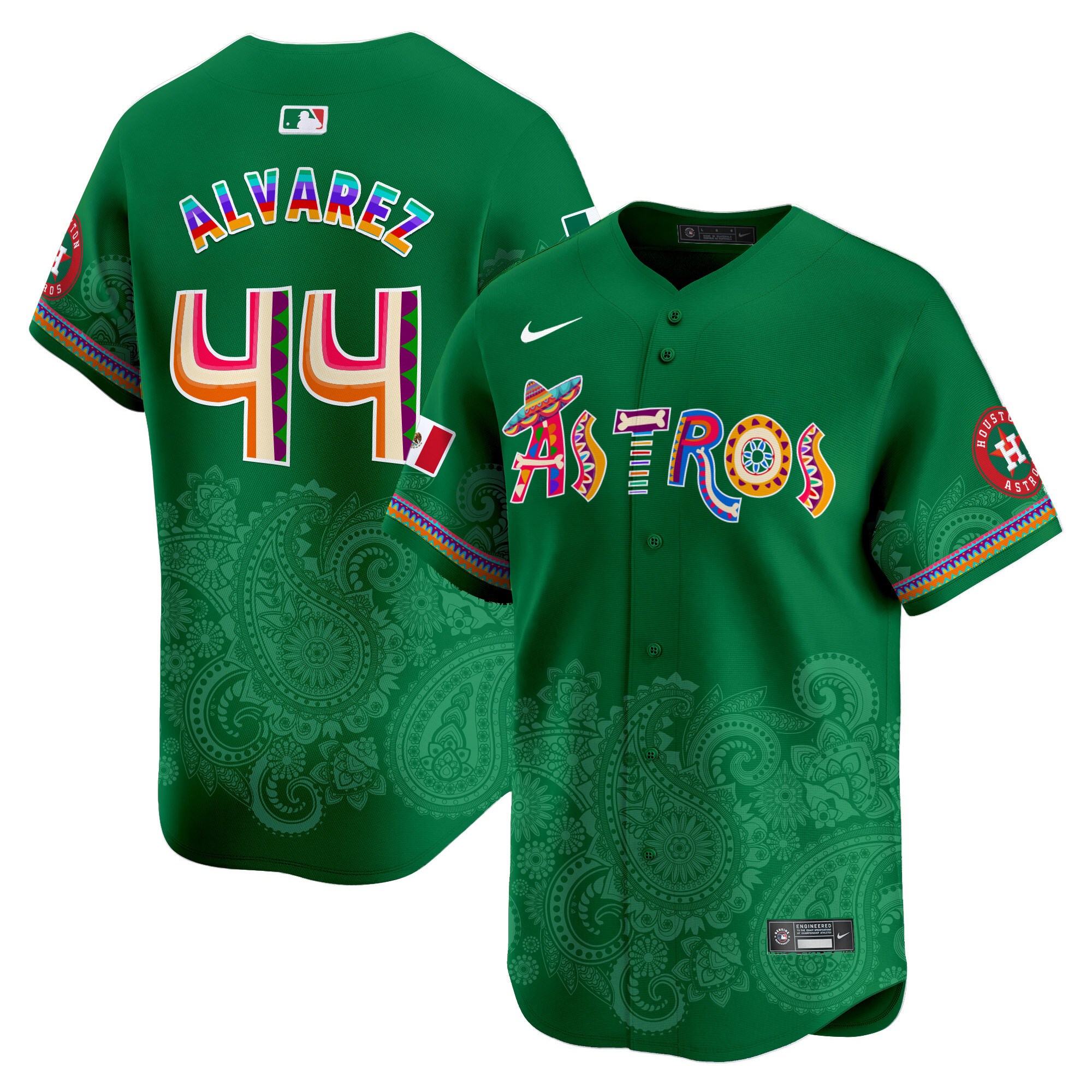 Men's Yordan ¡lvarez Houston Astros Paisley Mexico Vapor Premier Limited Green Jersey - Printed