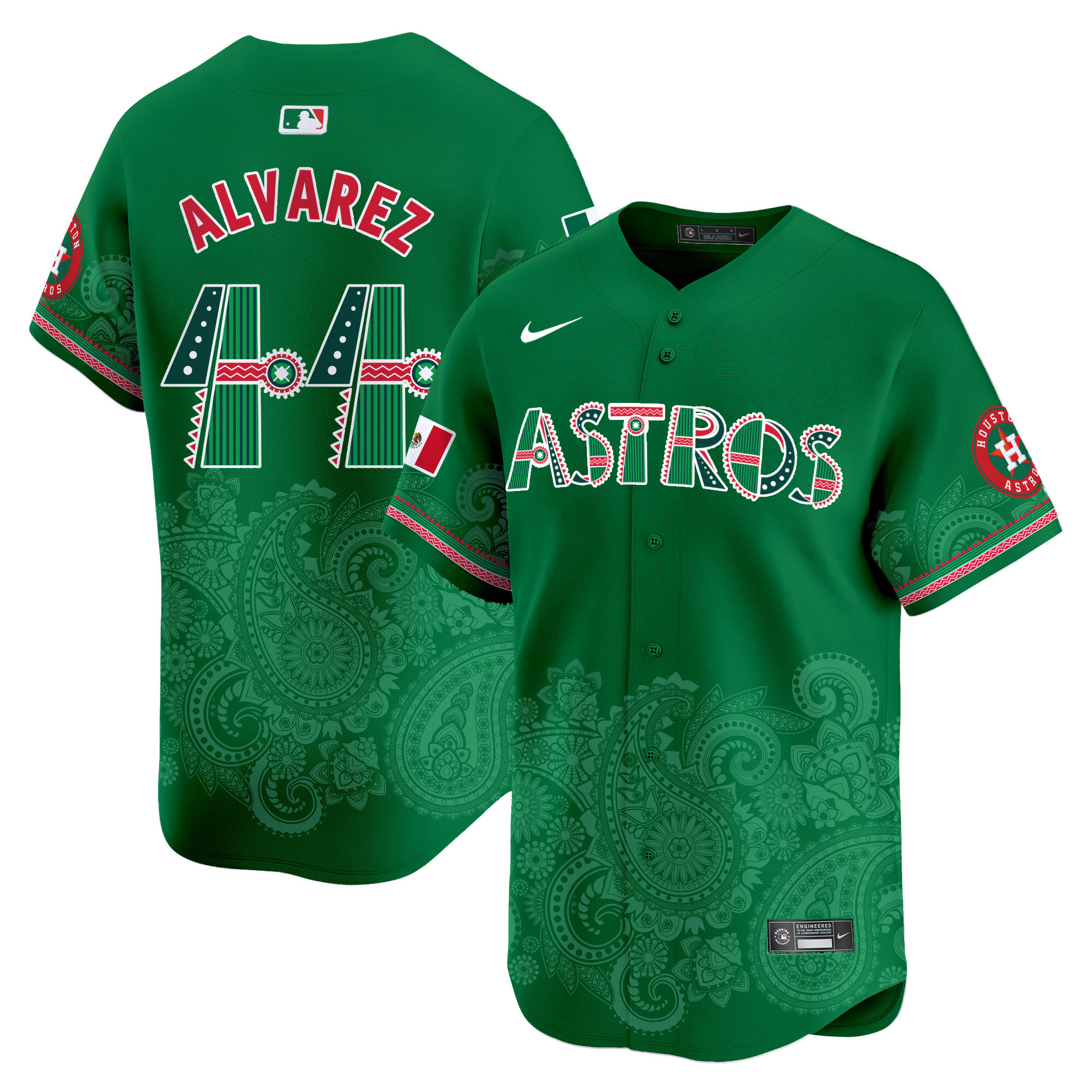 Men's Yordan ¡lvarez Houston Astros Paisley Mexico Vapor Premier Limited Green Jersey V2- Printed